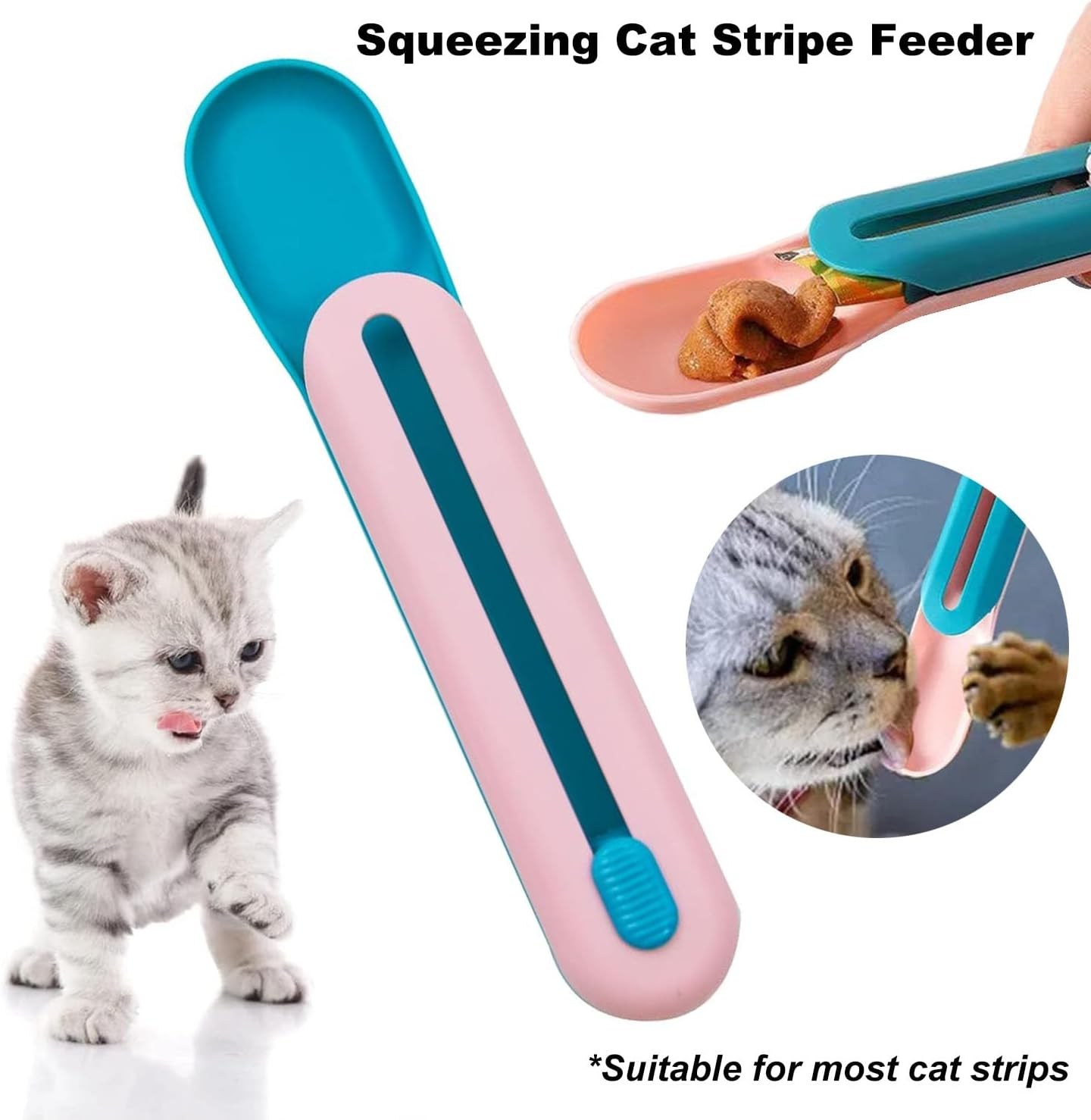 Cat Treats Dispense Spoon, Cat Strip Squeeze Spoon, Delectables Lickable Cat Treats Spoon, Easy to Use Cat Feeder Cat Food Spoon, Cat Food Storage Pet Food Spoon (Pink)