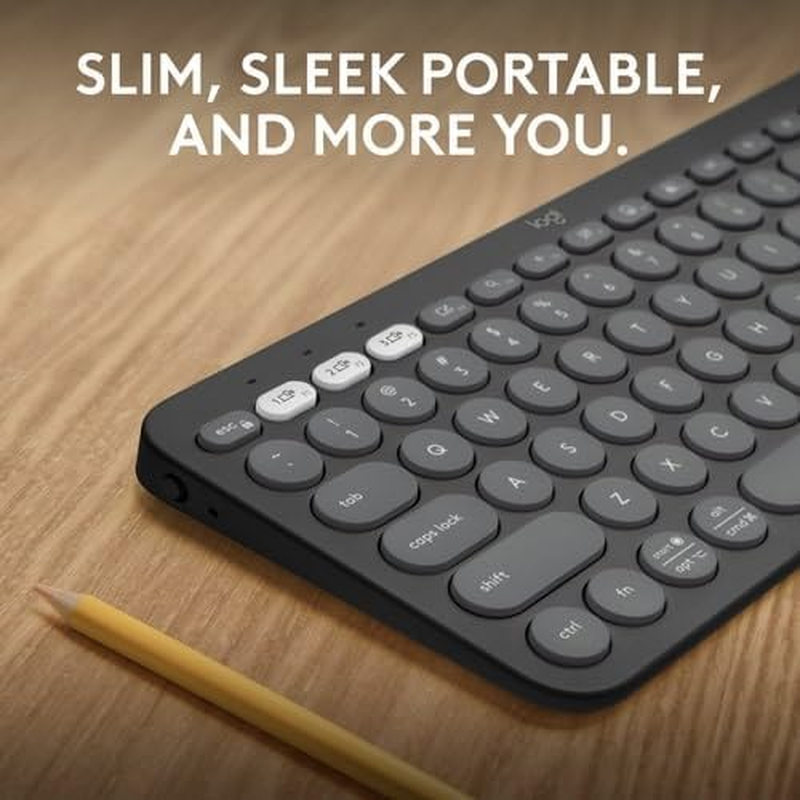 Logitech Pebble Keys 2 K380S, Multi-Device Bluetooth Wireless Keyboard with Customisable Shortcuts, Slim and Portable, Easy-Switch for Windows, Macos, Ipados, Android, Chrome OS - Tonal Graphite - Tonal Off-White image number 4