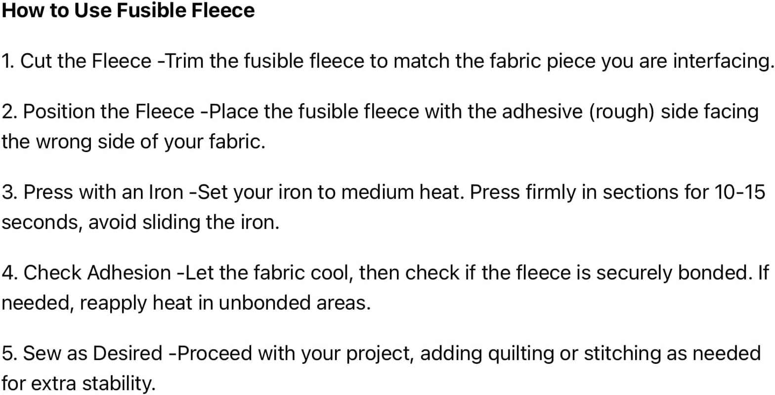 Fusible Fleece 12" X 3Yd for Crafting, Quilting and Sewing
