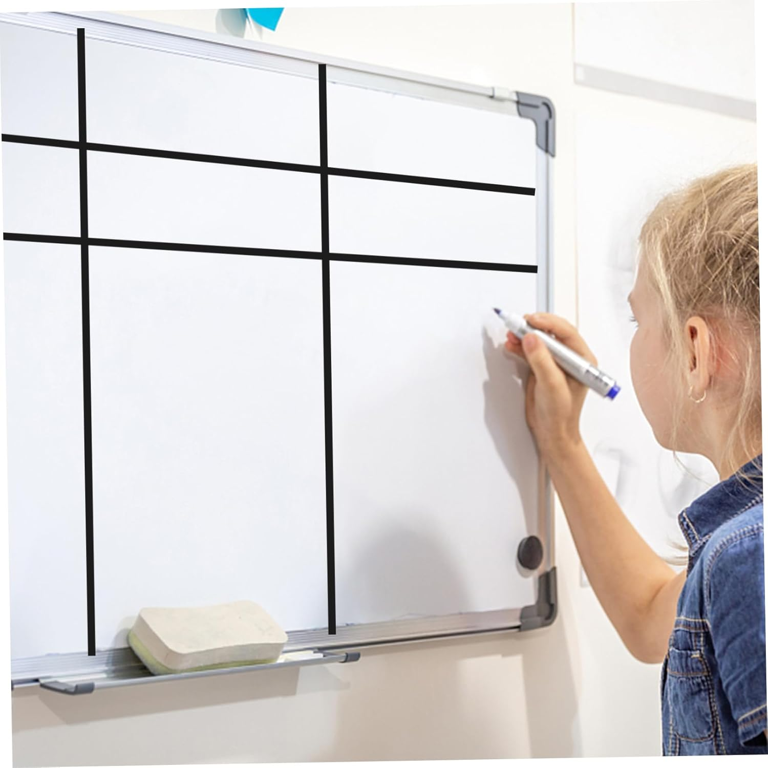 10Pcs Dry Erase Board Tape Whiteboard Pinstripe Adhesive Thin Vinyl Tape for Chart Mirror Craft Car Striping image number 5