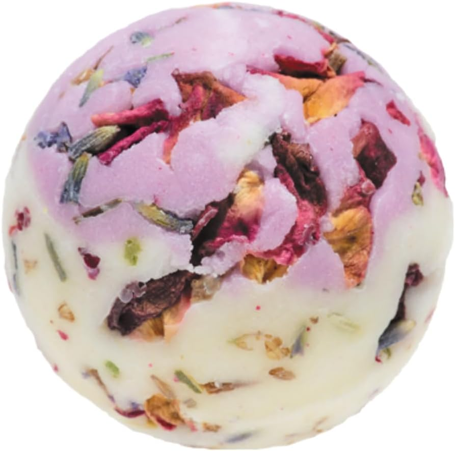 Bomb Cosmetics Flower Power Scented Creamer Body Fragrance Bath Salt, 30G Floral Bath Fizzer with Rose and Lavender Oils, Shea and Cocoa Butter Enriched, Hydrating and Soothing image number 2