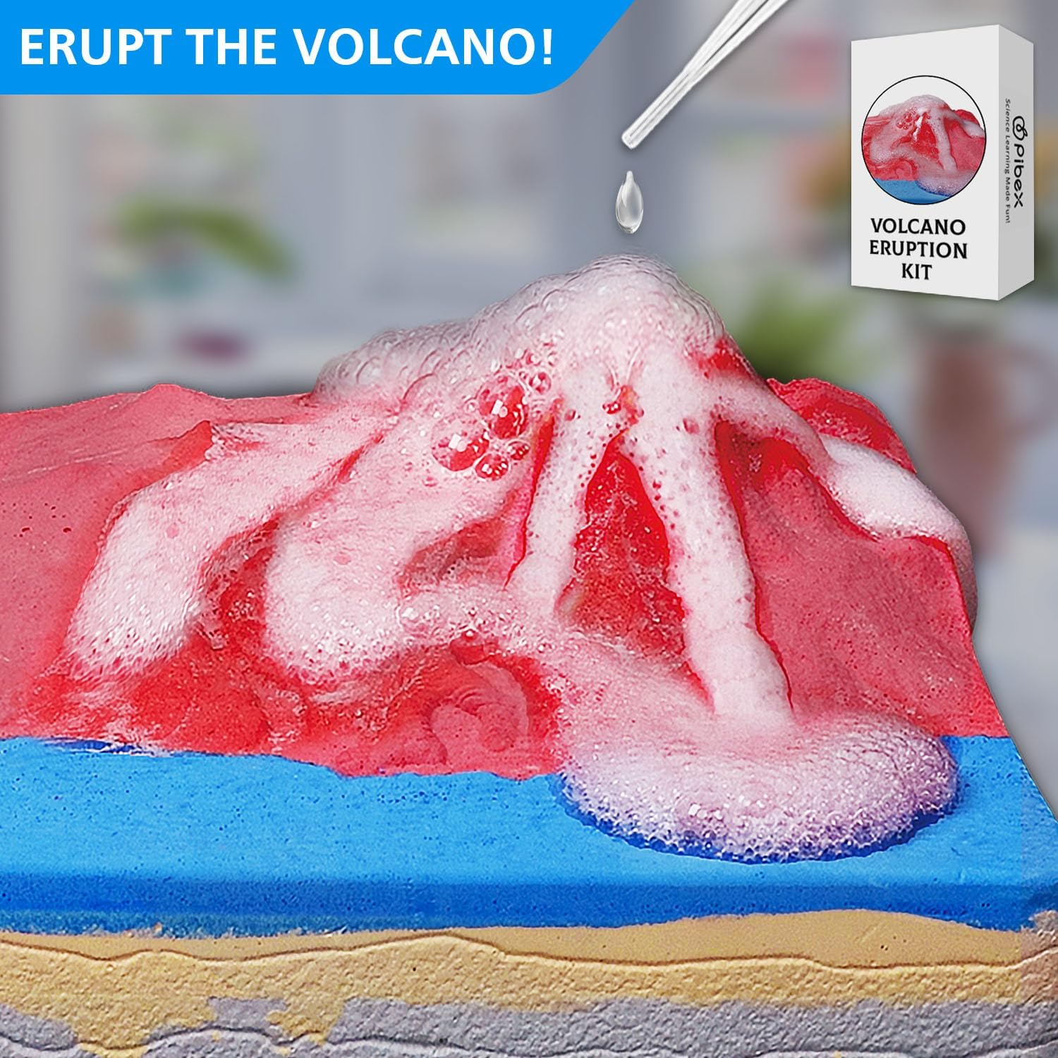 Volcano & Ocean Fossil Dig Kit, Dig up 20+ Real Fossils, Rocks, Shells & Sea Snails with Eruption Experiments, Earth Science Geology Kit for Kids, STEM Toy for Boys & Girls Age 6-8-12