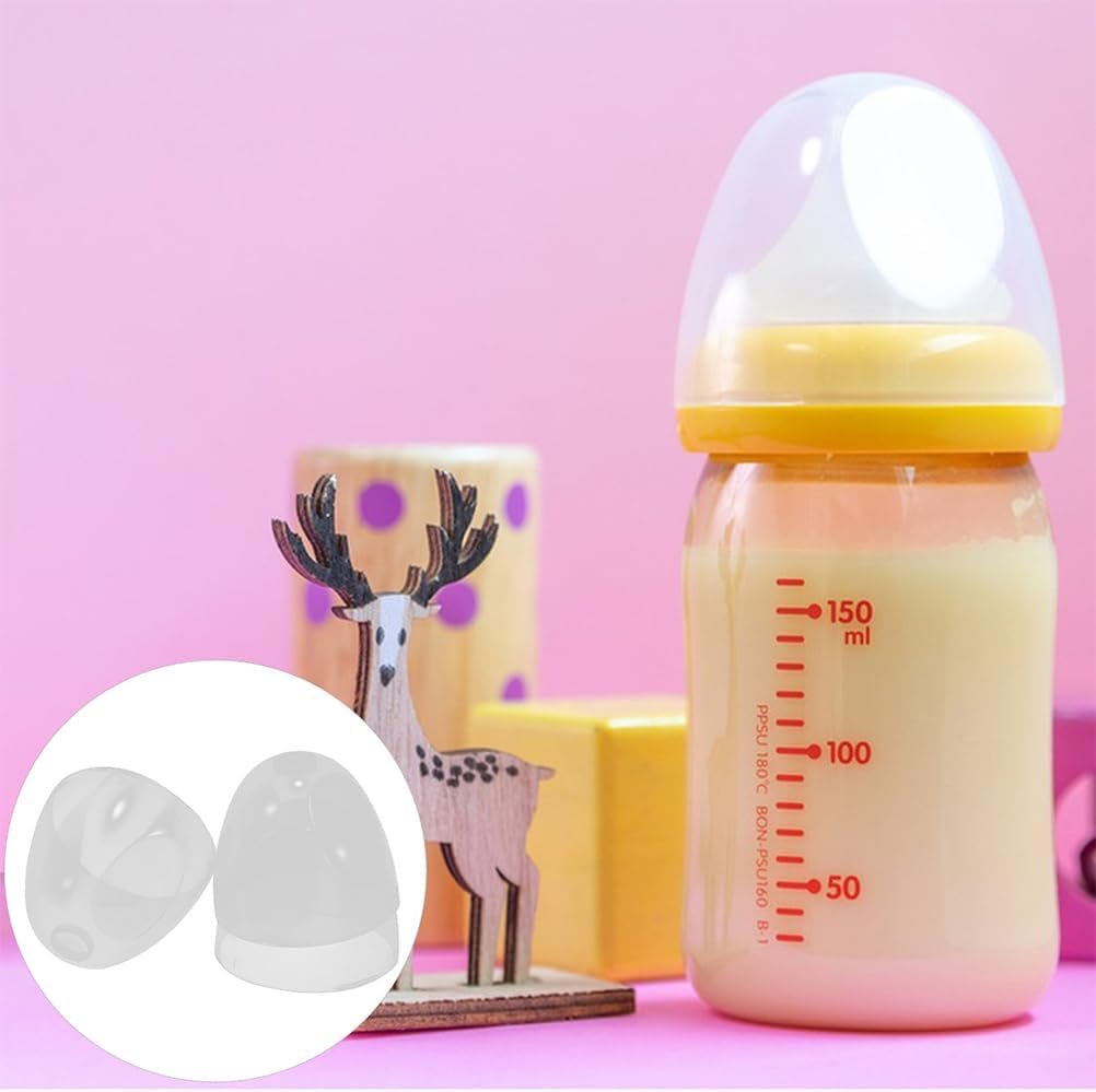 ERINGOGO 4 Pcs Universal Wide Neck Baby Bottle Caps Replacement Parts for Baby Feeding Bottles Baby Bottle Caps Baby Bottle Lid Baby Bottle Caps Replacement image number 3
