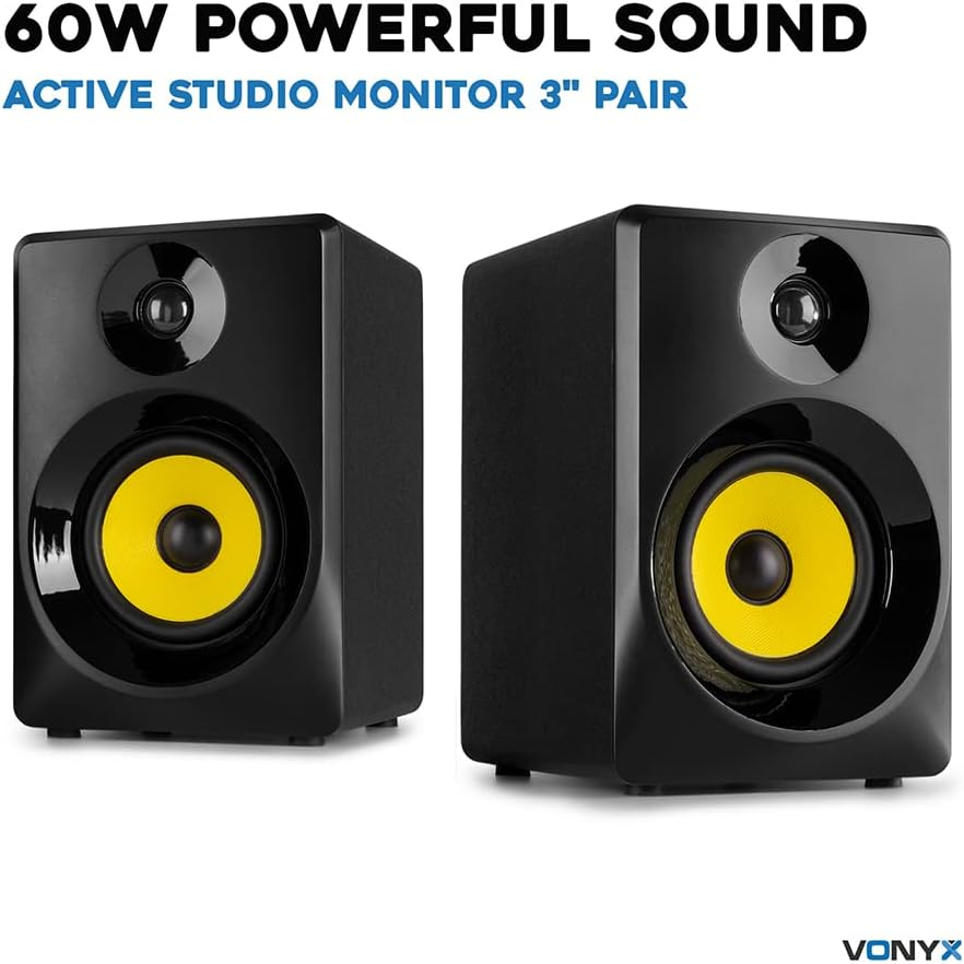 Studio Monitors 3 Inch High Def Speakers Professional Active Pair Vonyx SMN30B image number 1