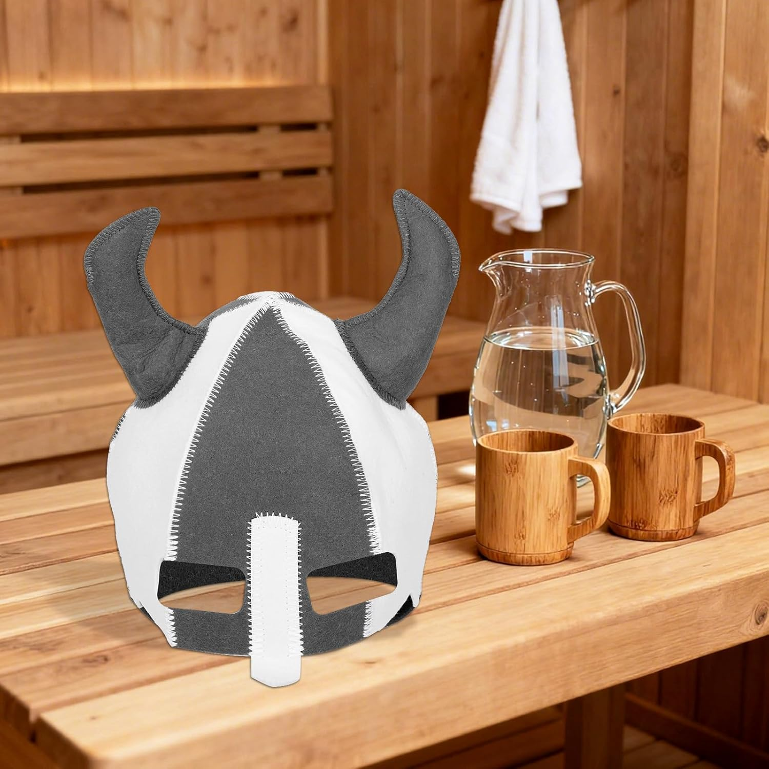 Sauna Hat, Handmade Sauna Cap Natural Wool Viking Saunas Hat Bath Accessories for Women Men Gifts Spa Bathhouse Steam Room Banya Heat Protection image number 2