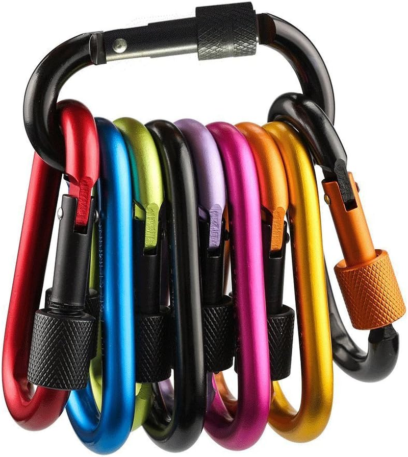 Wolike 10 Pcs Locking Carabiner, 10-Colors Premium Aluminum Alloy D-Ring Carabiner Clips for Outdoor, Camping, Hiking, Traveling, Fishing, Backpack DK001 image number 5