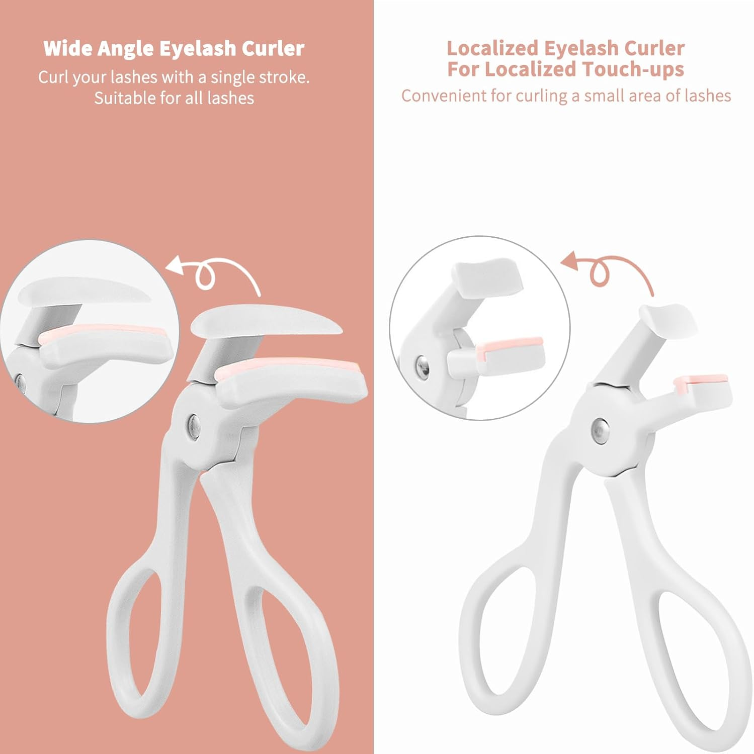 2 Style Eyelash Curler - Lash Curler with 2 Extra Silicone Replacement Pads, Achieve Perfect Curls in 5 Seconds - Quick Natural Curling for Long Lasting (Grey) - Pink image number 7