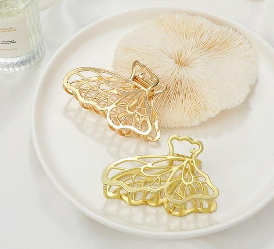 KOMUNJ Pack of 3 Metal Hair Clips, Large Butterfly Claw Clips, Metal Large Hair Clips, Large Hair Clip for Women and Girls (Golden/Rose Gold/Silver) image number 3