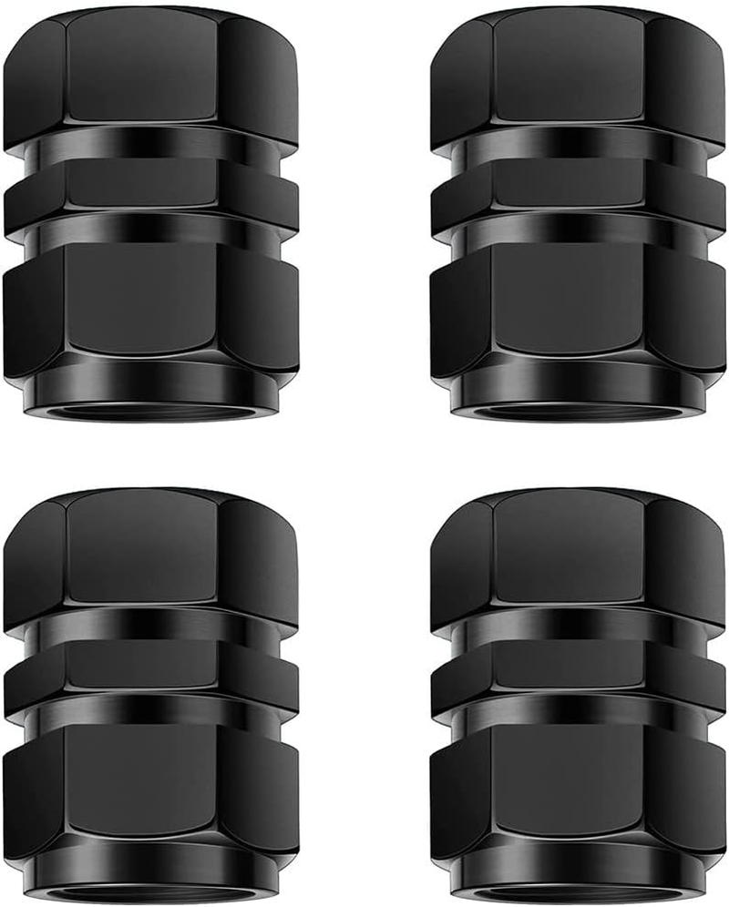 PLABBDPL Tyre Valve Caps 4 Pieces Aluminum Car Wheel Dust Cap Car Tire Marker with Hex Joint Universal Tyre Valve Caps (Black) image number 5