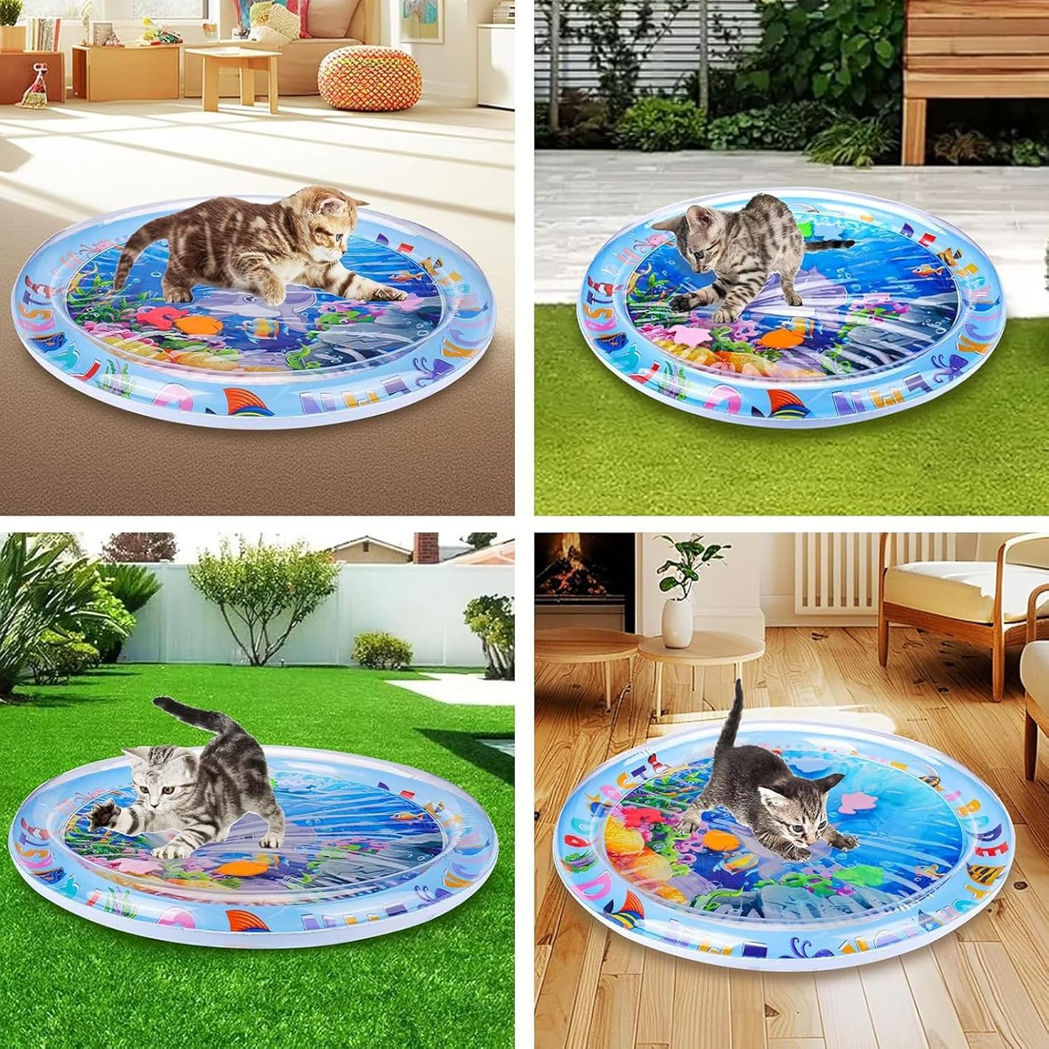 BSITSSS Water Sensory Mat Cat for Pets, Water Sensor Play Mat for Cats Dogs, Thickened Sensory Water Play Mat for Cats, Cool Sensory Water Mat for Cats, Comfort Water Sensory Play Mat Inflatable image number 4