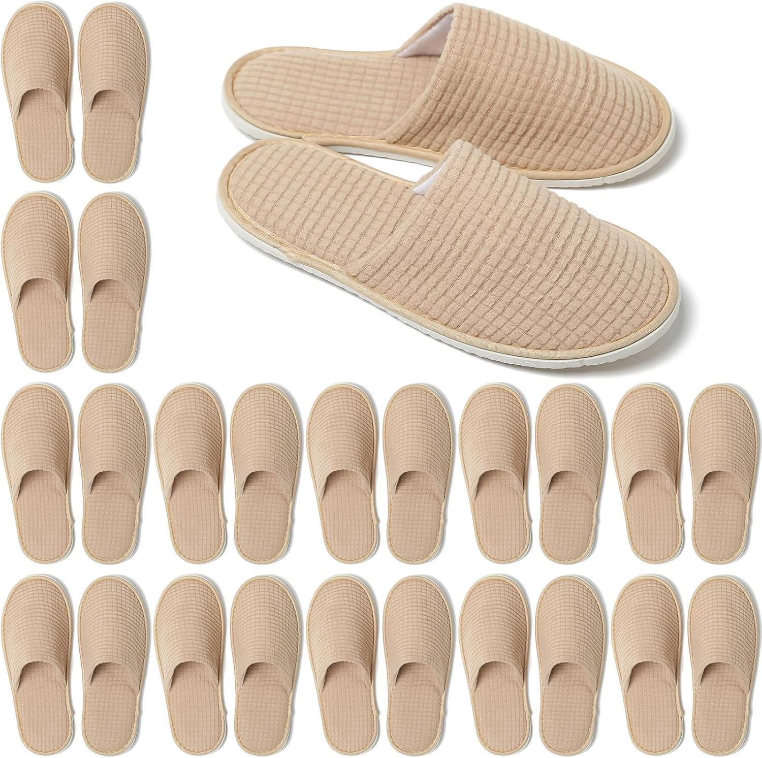 12 Pairs Disposable SPA Slippers for Guests, Soft Hotel Slippers Polar Fleece, Washable Reusable House Slippers Unisex,For Wedding Party Bedroom Travel image number 1