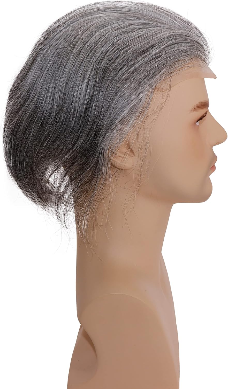 Lishy Toupee for Men Hair Pieces 100% European Virgin Human Hair Replacement System 10" X 8" Mono Lace with PU around and Swiss Lace Front Toupee Men Hair Piece 1B Mixed 60% Grey Hair - 1B Mixed 40 Grey Color image number 4