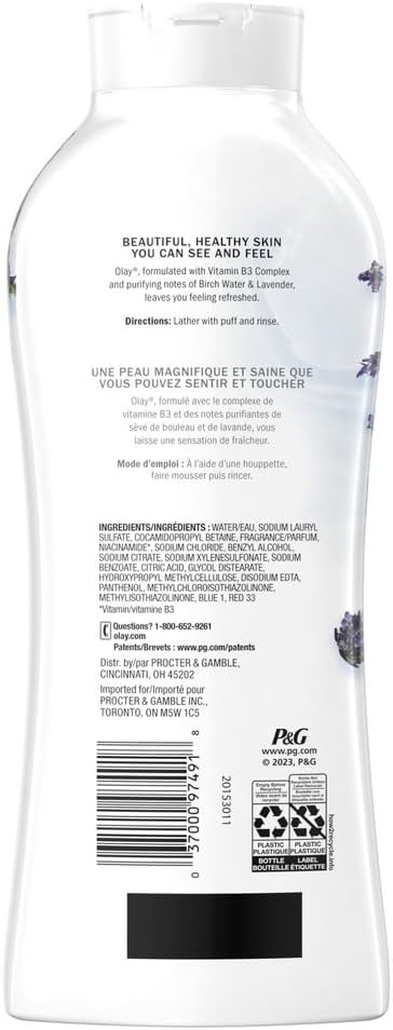 Olay Fresh Outlast Purifying Birch Water & Lavender Body Wash, 650Ml image number 4