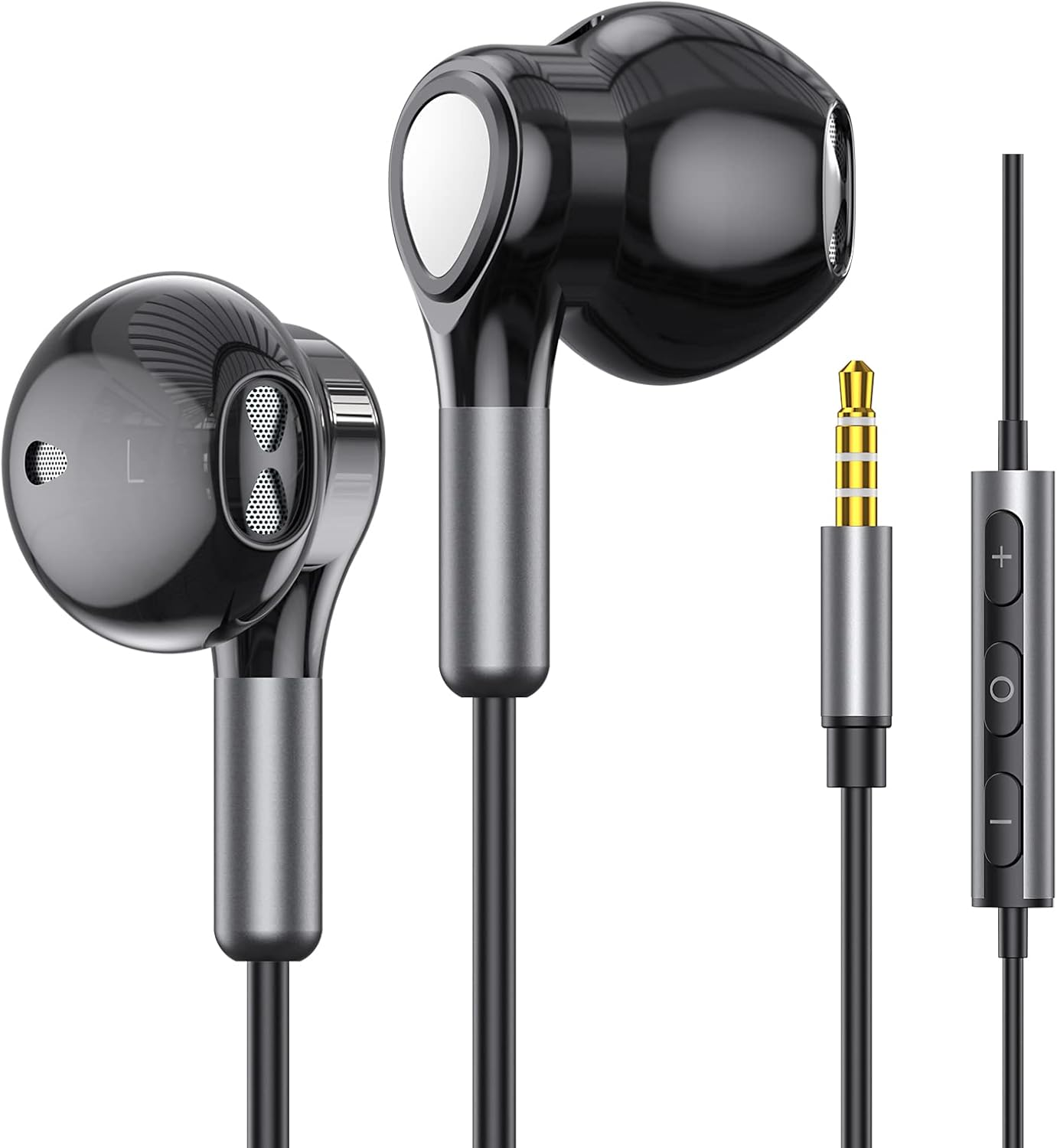 Headphones Wired, In-Ear Wired Earphones Earbuds, Half in Ear Headphones 3.5Mm Jack, Wired Headphones with Microphone and Volume Control for Iphone, Samsung, Android, Ipad,Mp3,Most 3.5Mm Audio Devices