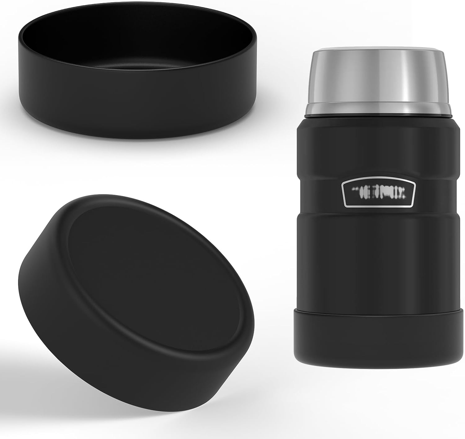 Linkidea 2 Pcs Silicone Bottle Bottom Boot, Anti-Slip Bottle Bottom Sleeve Cover, Lightweight Bottom Boot Compatible with Thermos 24Oz, HYDRAPEAK, BIDAKID, Wolff (Black) image number 3