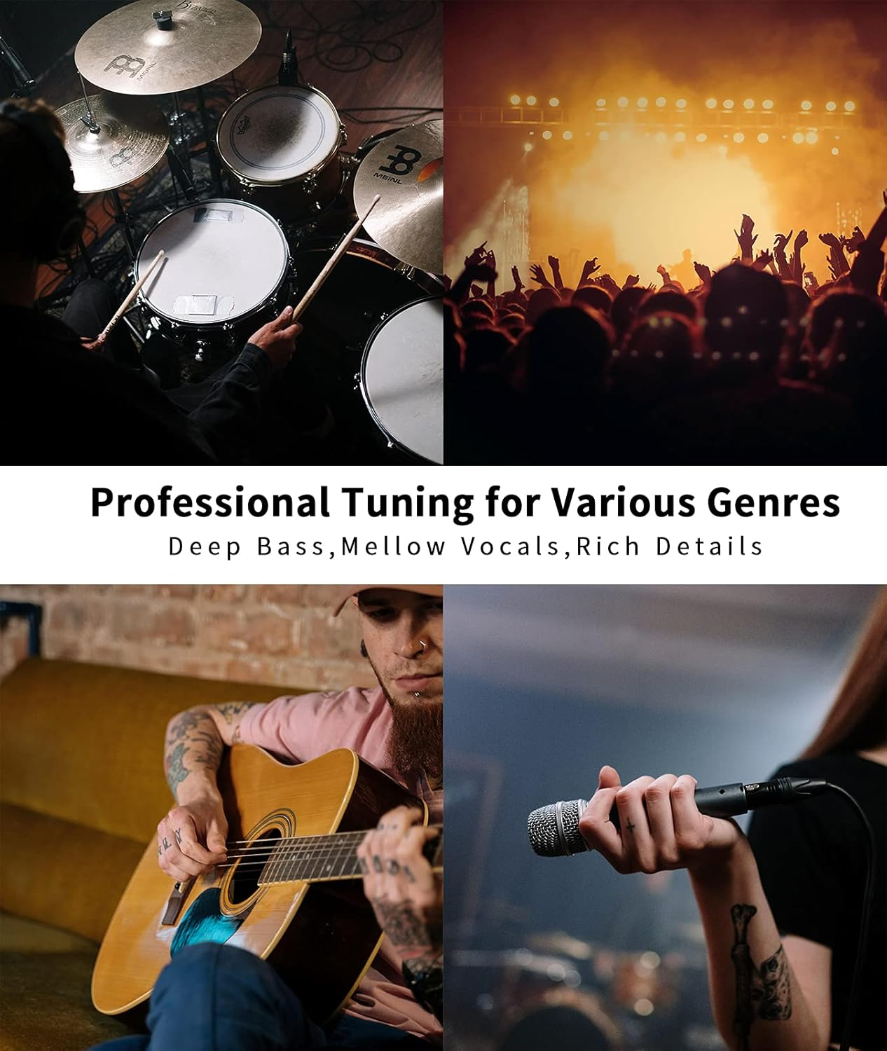 Kinboofi CCZ Melody Wired Headphones, Dynamic Hybrid Dual Driver in Ear Earphones 1BA+1DD Hifi Wired Headphones Musicians IEM Upgrade Deep Bass Suitable for Bass Vocals Pop Folk ACG (With MIC, Black) image number 1