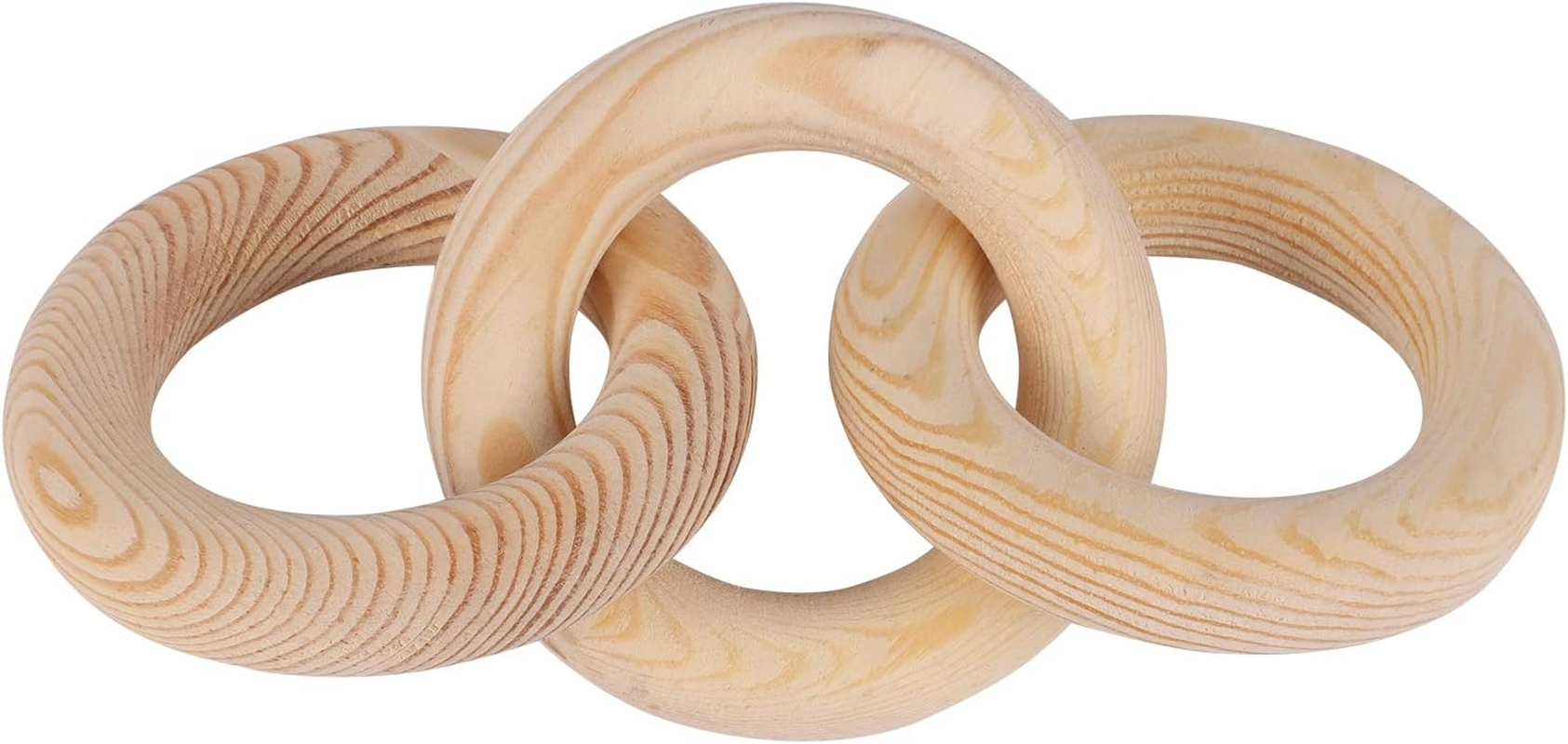 Wood Chain Link Decor 3-Link,8.3 Inch Length Wood Knot Decor,Wood Color Carved Decorative Chain Knot,Knot Decorative Object,Coffee Table Decor,Country Chain Knot Decor,Mom Gifts,Wooden Links - Black image number 2