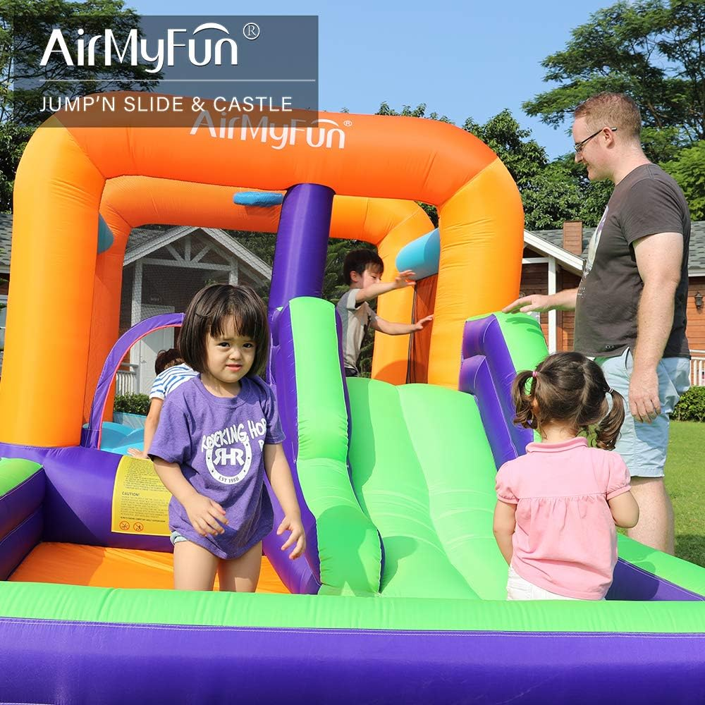 Airmyfun Inflatable Bounce House,Inflatable Kids Slide,Jumping Bouncing House with Air Blower, Suitable for Playing Outdoor Garden