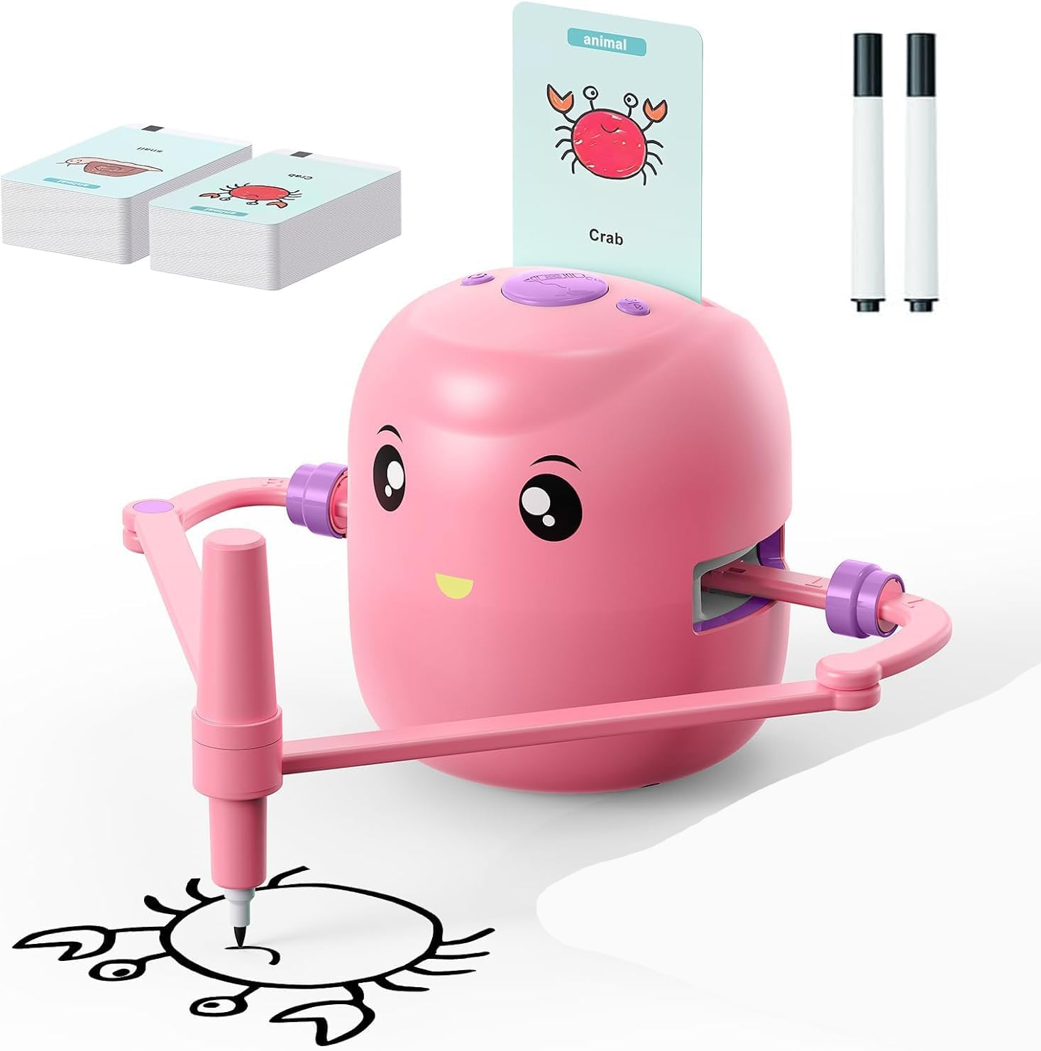 Drawing Robot for Kids with 100 Cards, Voice Interactive Educational Drawing Machine, Montessori Painting Learning Toys for 3 4 5 6 7 8 Year Old Boys Girls Birthday Party
