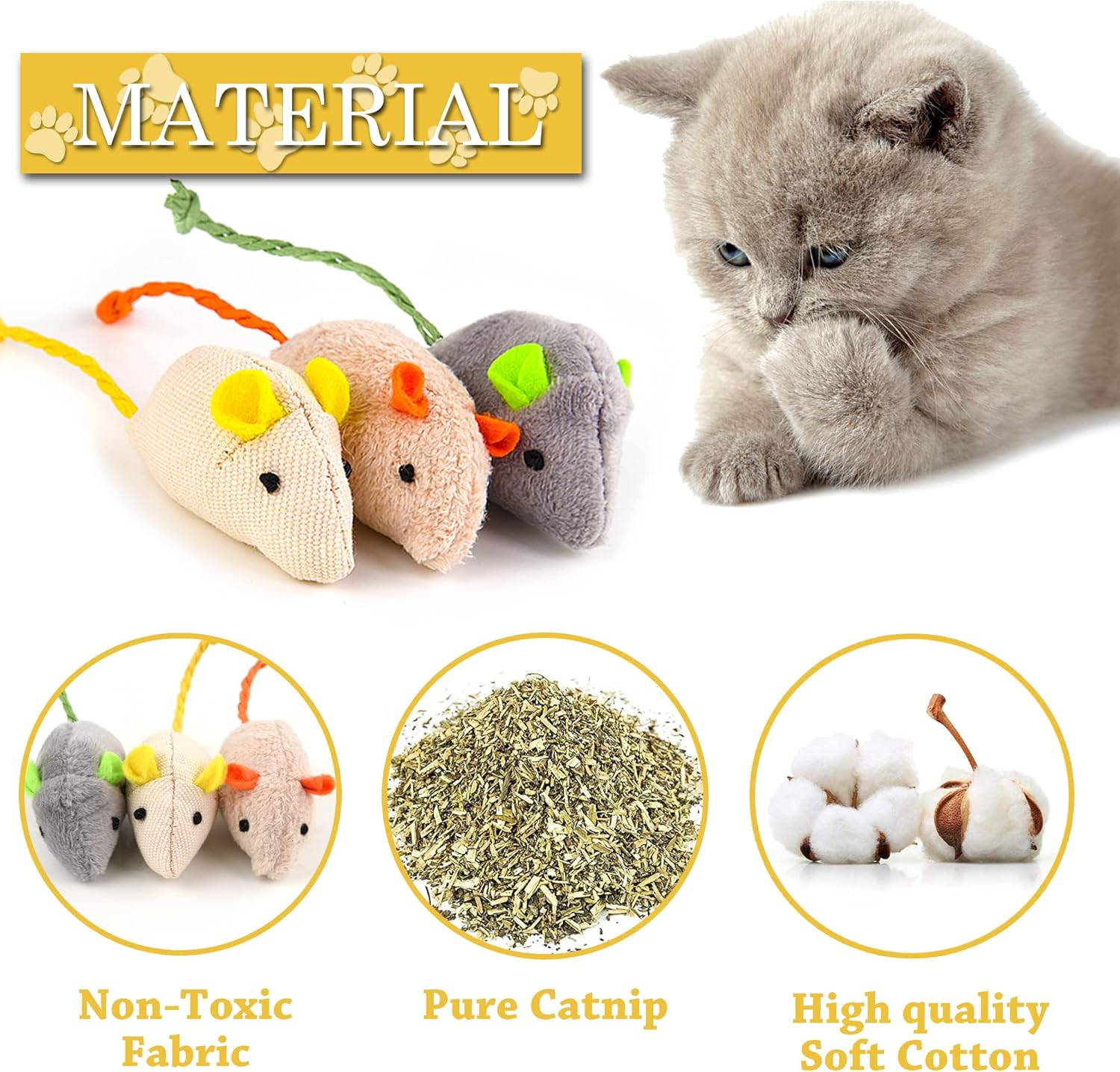 6 Pack Cat Toys Catnip Mouse Toys Cat Toys for Indoor Cats Adult Cat Mouse Toys Catnip Kitten Toys Simulation Catnip Soft Toy for Cat Playing Chewing Teeth Cleaning image number 1
