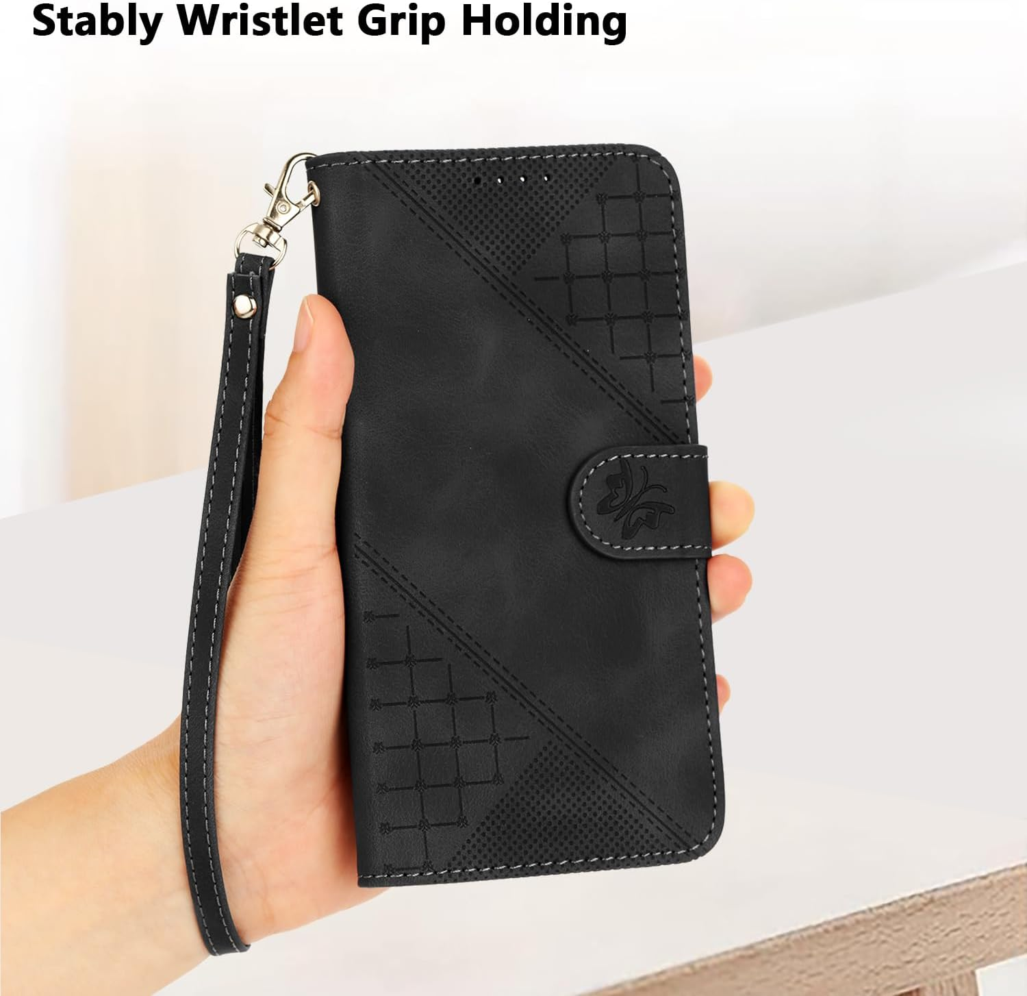 Oduio Mobile Phone Case for Google Pixel 9 Pro/Google Pixel 9 Case Flip Case Premium Leather Wallet [Card Slots] Foldable Flip Protective Wallet Case [Magnetic Closure] [Stand Function] - Black image number 4