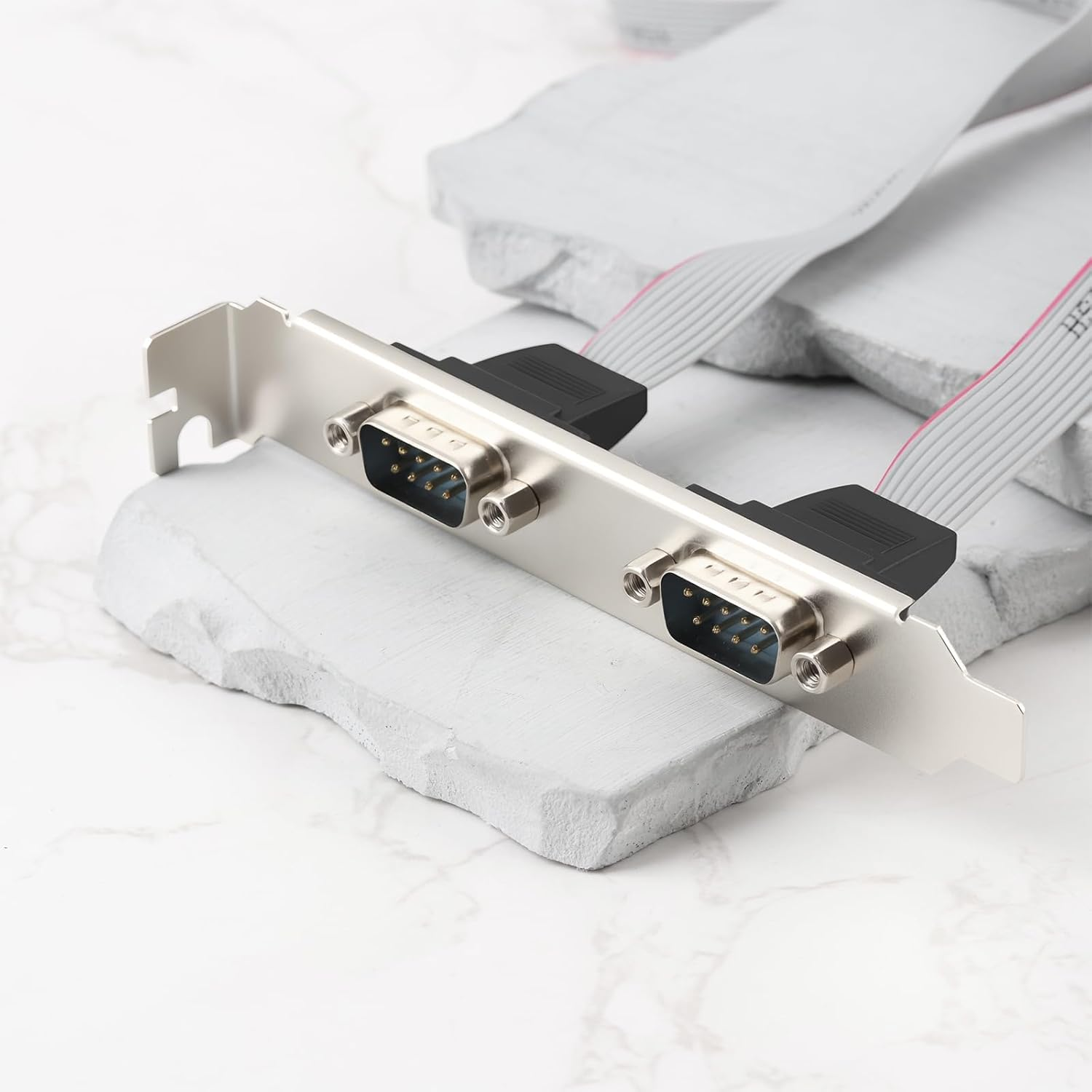 2Pcs DB9 Male COM Port to IDC 10Pin Serial Cable 2-Port Serial RS232 for Computer Motherboard, 30Cm image number 2