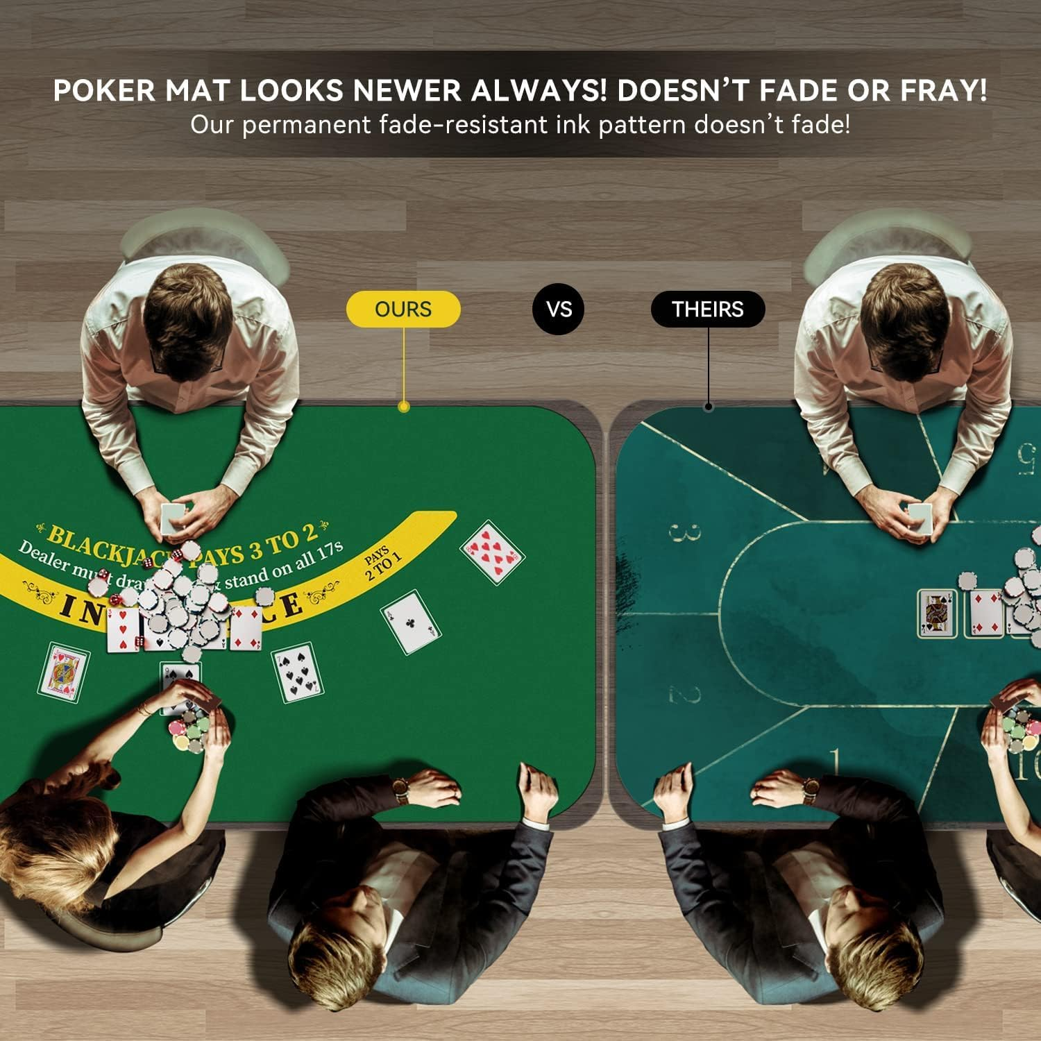 180 * 90Cm Poker Mat for Table with Carrying Bag, Professional Casino Blackjack Tabletop Layout Poker Table Mat (Blackjack A) image number 2