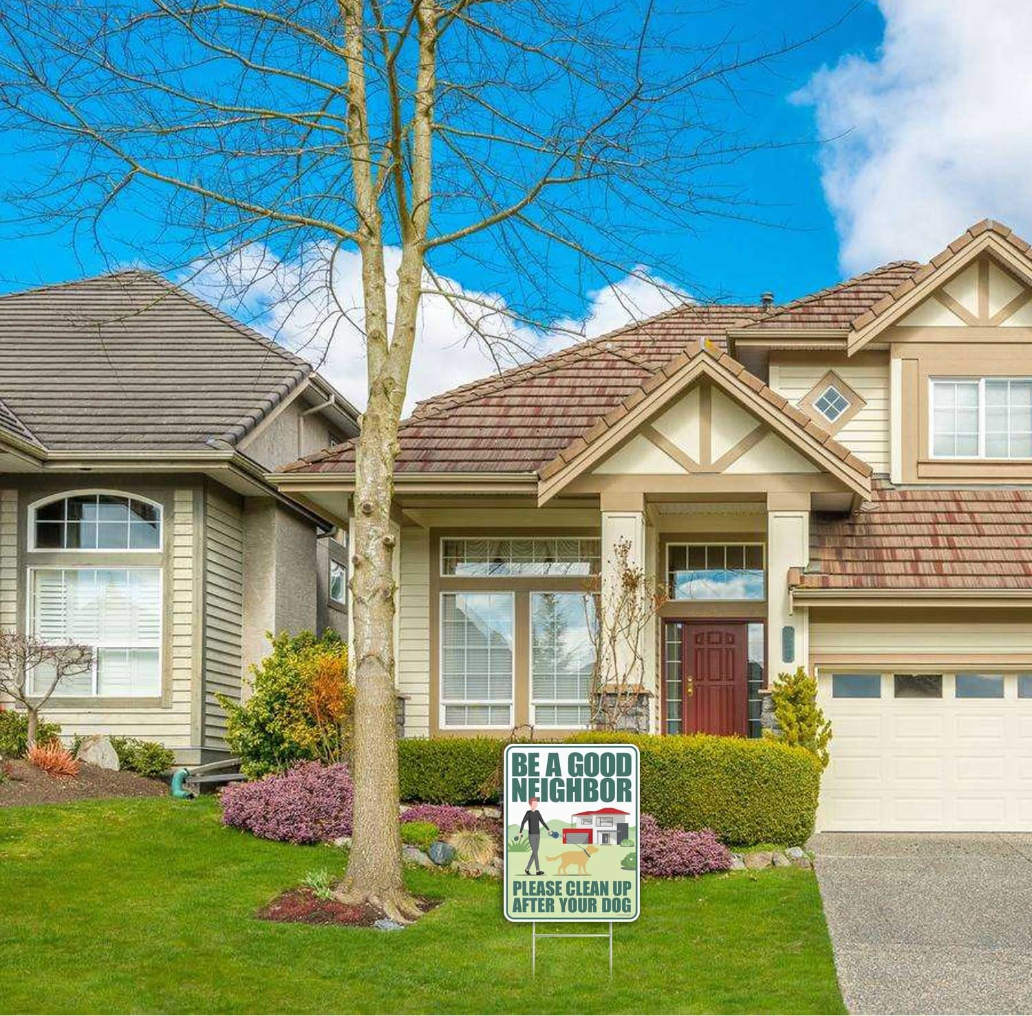 Clean up after Your Dog Signs 2 Pack 12"X9" with Metal Stake, No Pooping Dog Signs for Yard, Pick up after Your Dog Signs image number 3