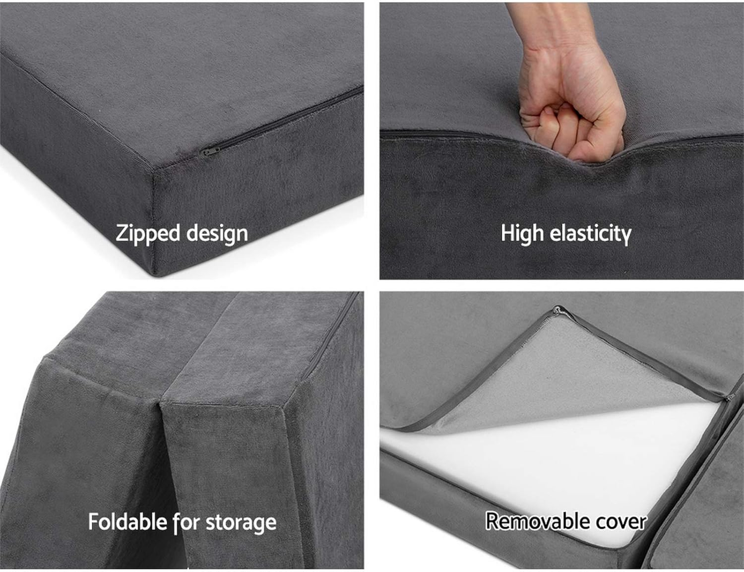 Giselle Bedding Foldable Mattress 180 X 122 12Cm Double Folding Mattresses Cushion Covers Camping Floor Mat Portable Travel Sleeping Sofa Bed Pad Home Office Grey image number 6