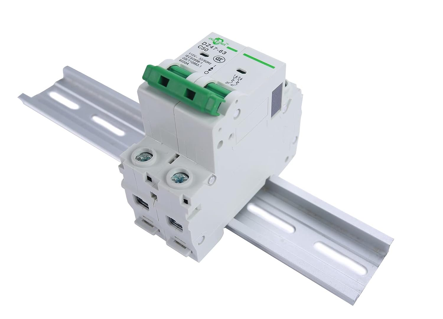 ZGLEDUN AC Miniature Circuit Breaker, 1 Pole 50 Amp, 12-240VAC, 6Ka Din Rail Mount Breaker with Thermal Magnetic Trip, DZ47-63 1P, AC Solar MCB image number 3