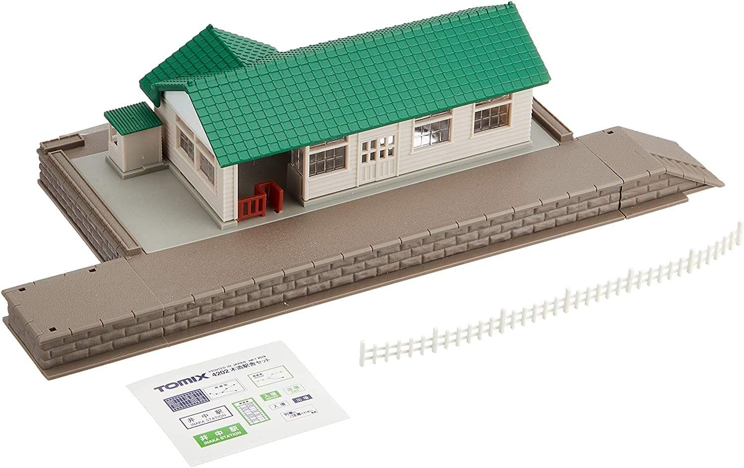 TOMIX 4202 N Gauge Wooden Station Building Set, Green, Model Train Supplies image number 1