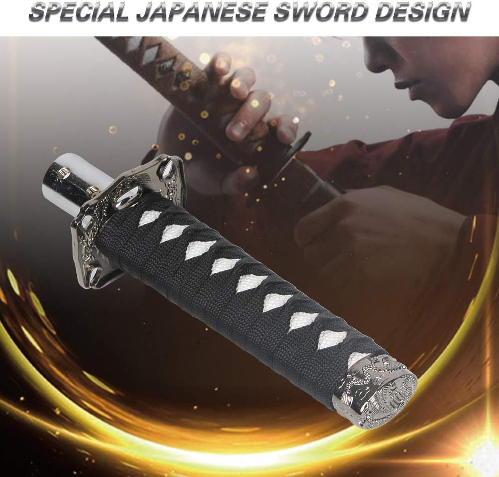 Ahumans Samurai Sword Shift Knob Automatic,Short Gear Shift Knob Catchers Gear Suitable for Manual Transmission Cars, Most Automatic Transmission Cars - Black+White image number 6