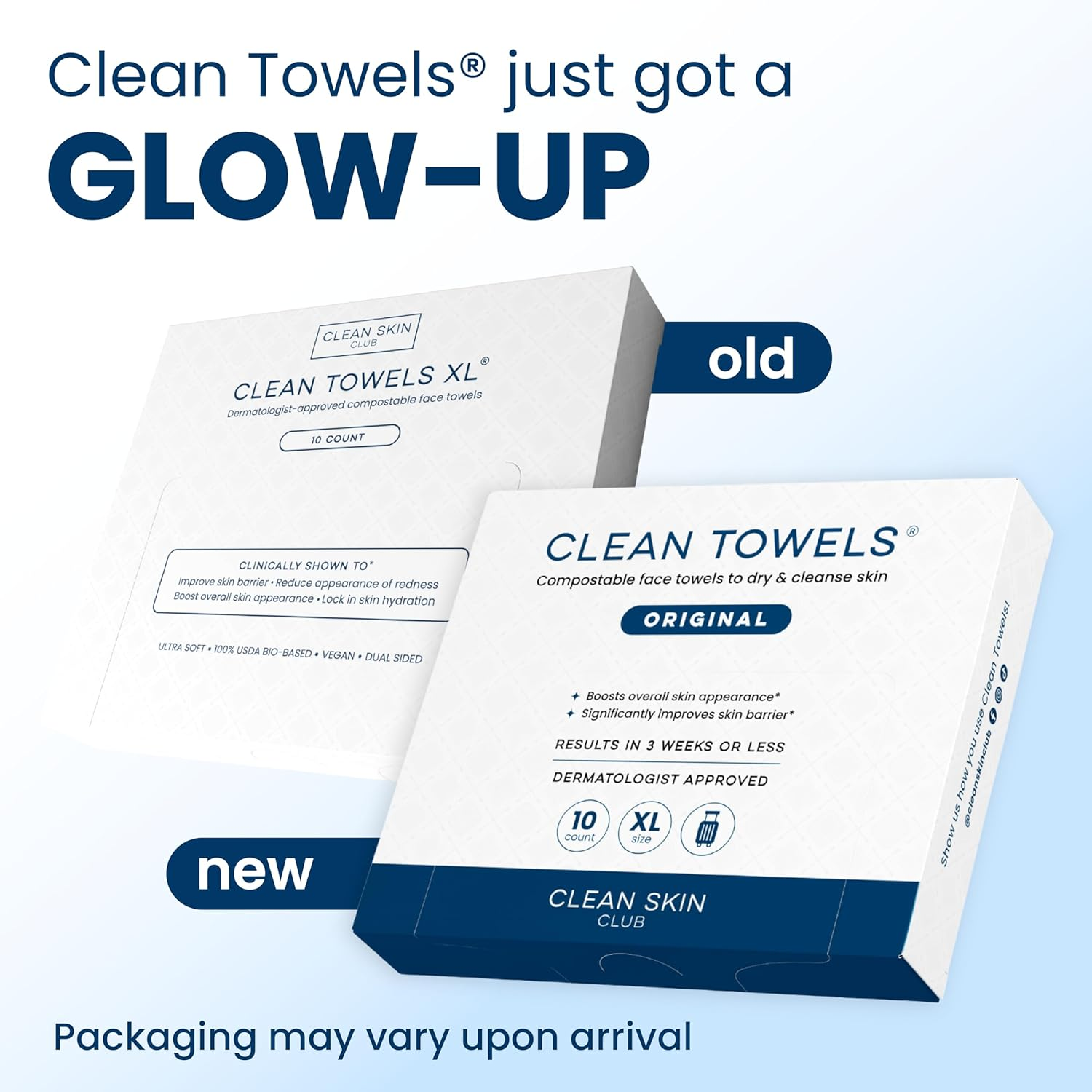 Clean Skin Club Clean Towels XL, 100% USDA Biobased, Clinically Tested Disposable Face Towel, Face Wash Cloth, Makeup Remover Dry Wipes, 3 Pack Travel Pack, 30 Ct image number 2