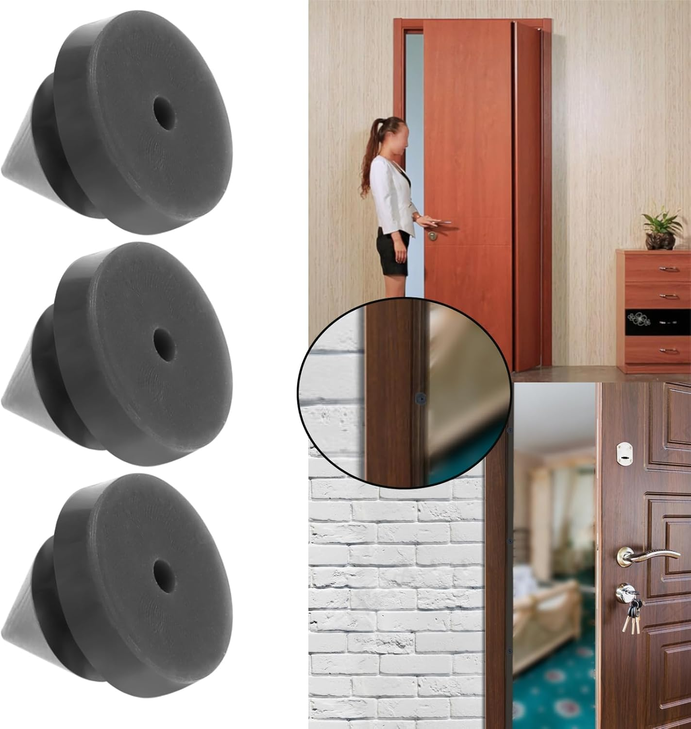 SING F LTD 100Pcs Rubber Door Silencers Hinge Outlet Door Silencer for Metal Frame Doors anti Collision Door Slam Silencer Lubricate the Door Silencer, Black image number 6