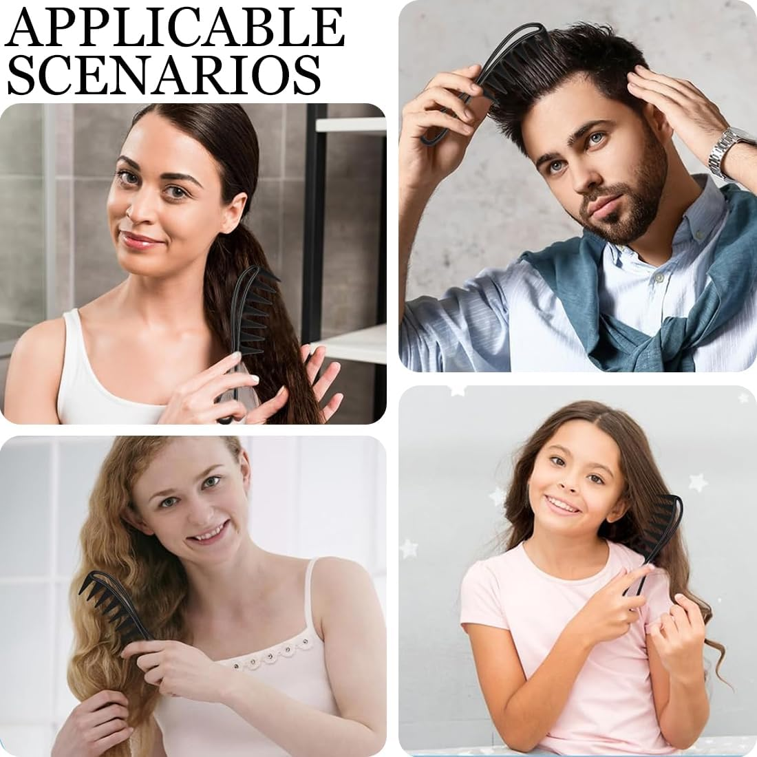 2 Piece Hollow Tooth Comb for Dandruff, Energy Massage Comb, Clean Hair, Comfortable Scalp with Scratching Handle, Scalp Care Comb for Men and Women, Suitable for Outdoor Athletes and Travelers image number 3