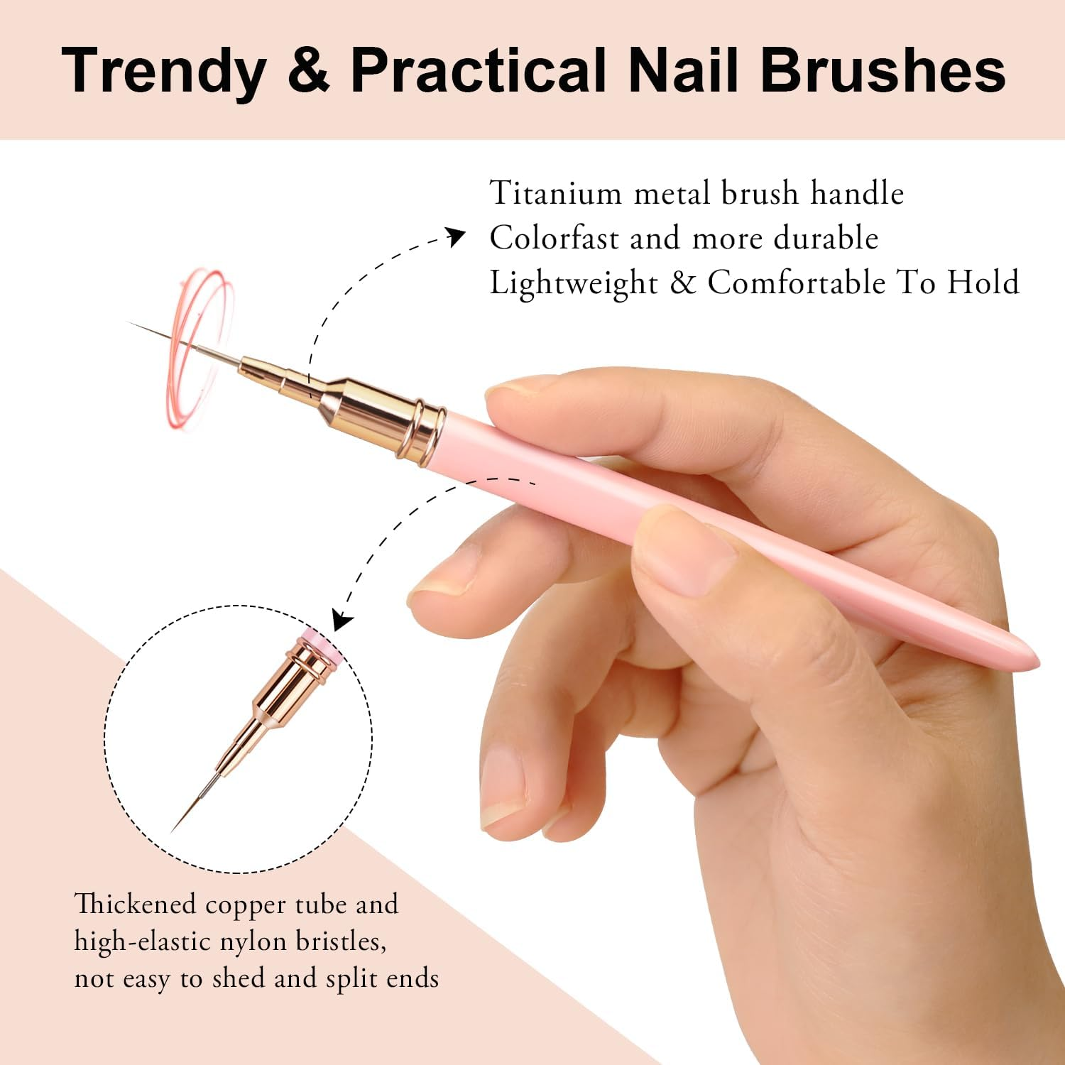 Nail Brush Set - 5 Pieces Fine Brush Nail Art Liner Brush, Professional Nail Art Brush Fineliner, Brush for Gel Nails, Nail Design Brush for Acrylic Fingernails Nail Drawing Line - Purple (3) image number 6