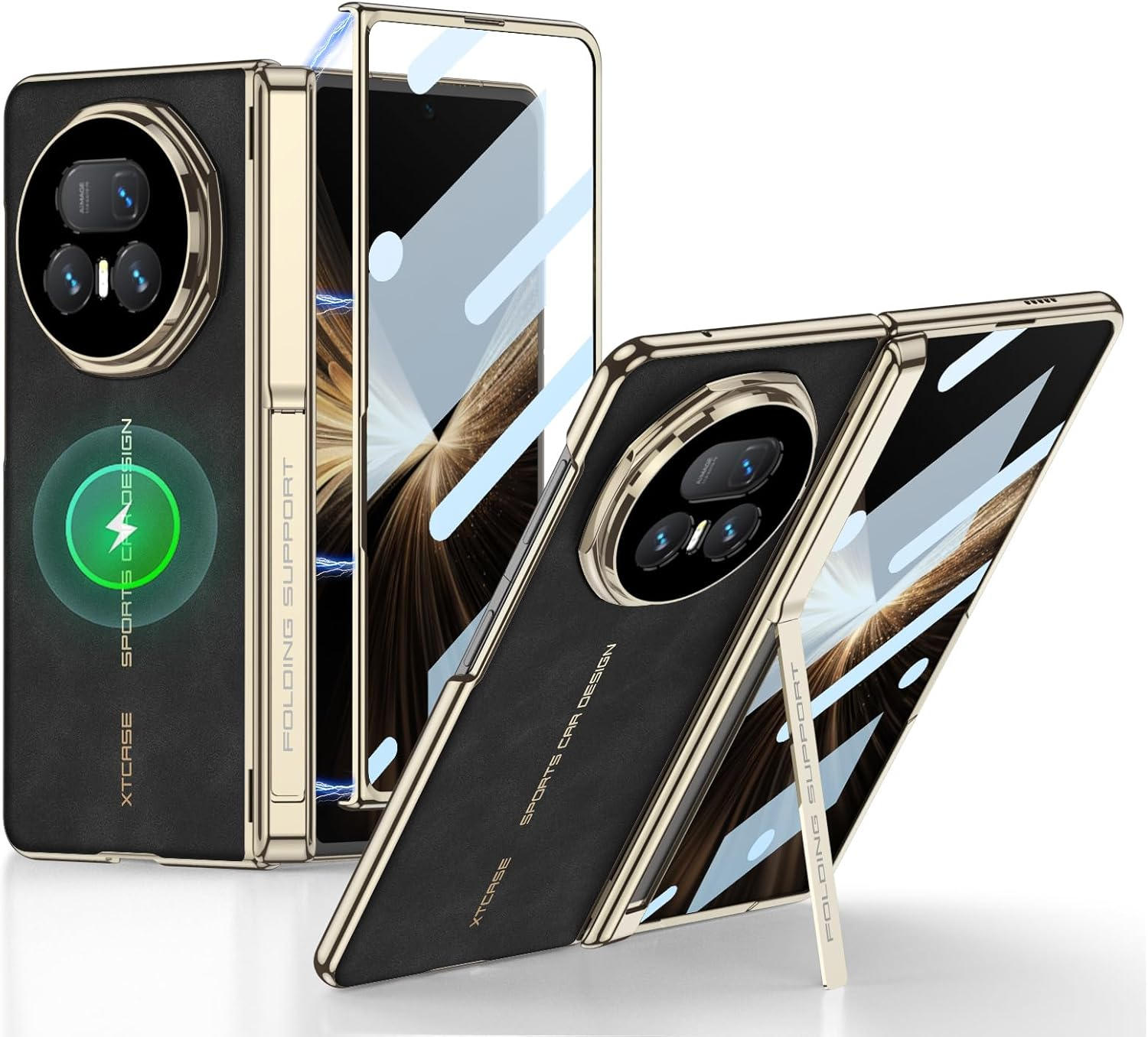 Hauw Case for Honor Magic V5, Slim Fit Shockproof Leather Mobile Phone Case Compatible with Honor Magic V5, Black 1