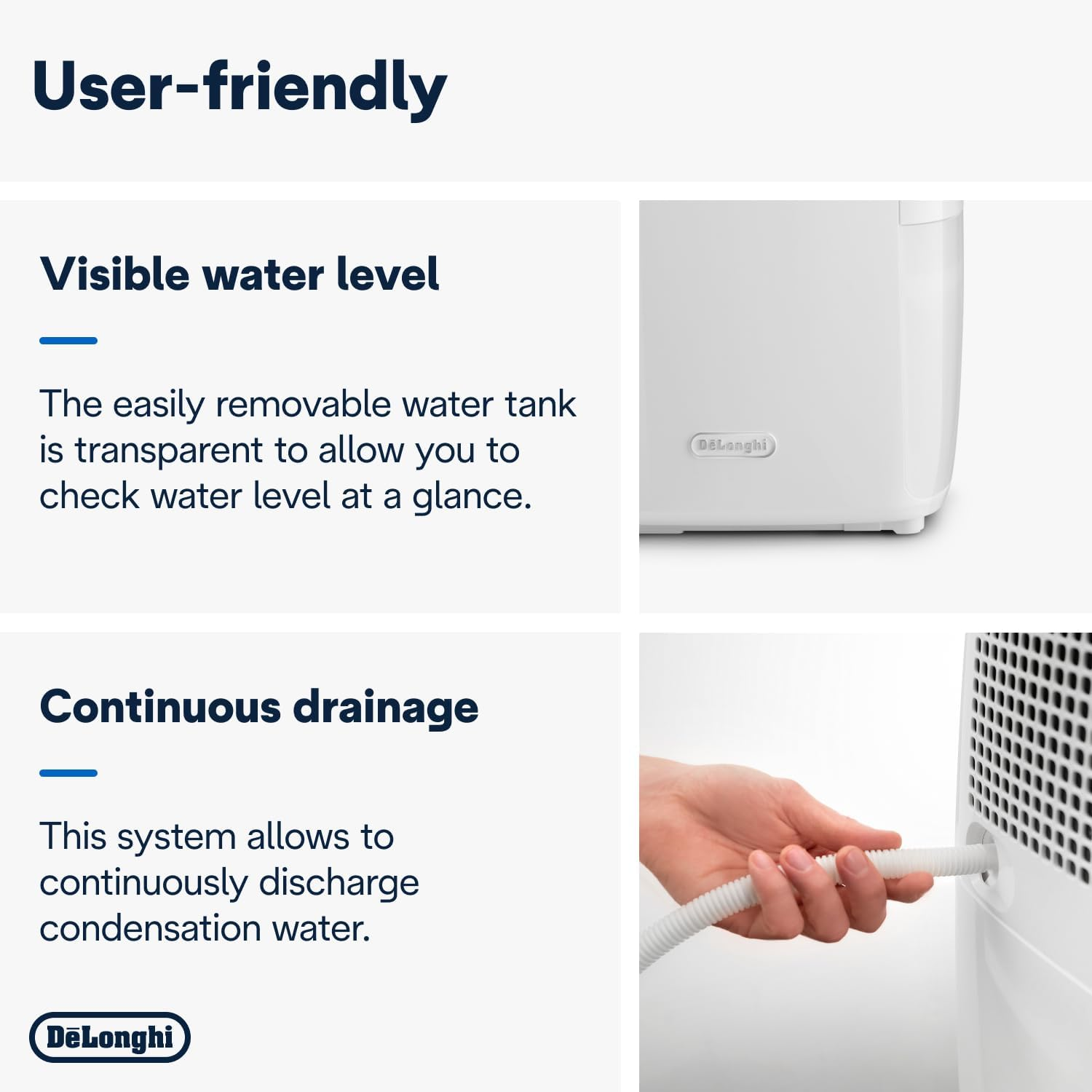 De'Longhi Tasciugo Ariadry Multi Dehumidifier DEXD214RF, Portable Dehumidifier with 3-Action Filtration, Dry Function, 14L/Day Moisture Absorption, R290, Removable Tank, White image number 5