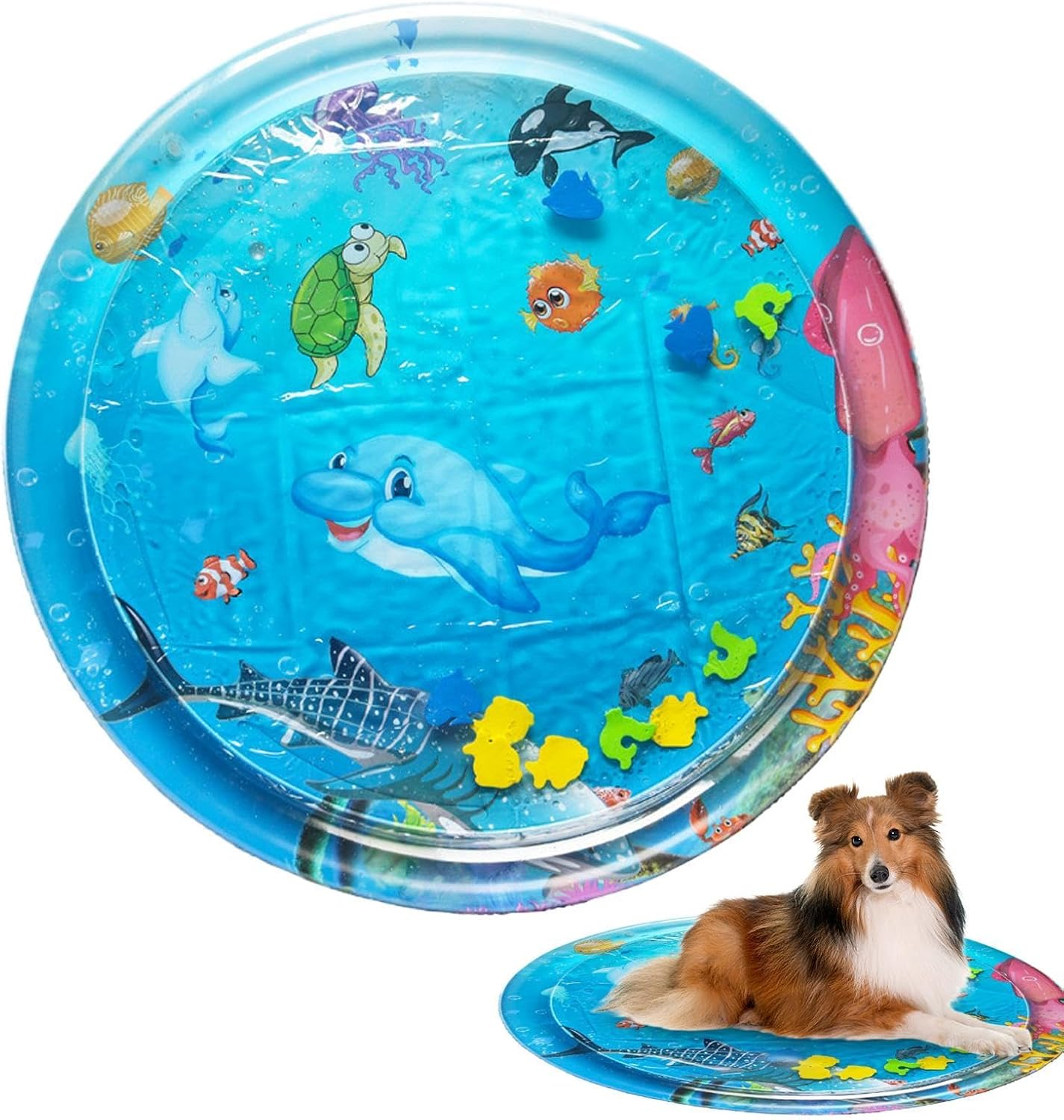 Cat Sensory Water Playmat - Multipurpose Cartoon Water Mat,Dogs Cats Portable Mat, Cute Interactive Toys for Puppies, Kittens image number 2