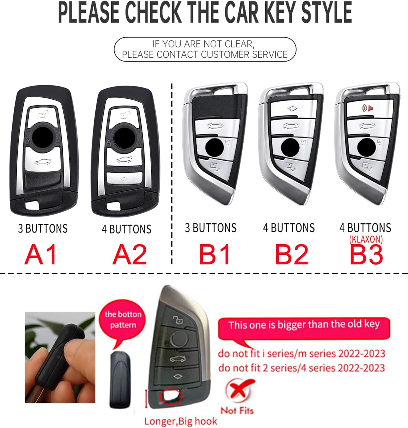 Ontto Luminous Car Key Cover Fit for BMW X1 X3 X4 X5 X6 1 2 3 5 7 Series G20 G02 G05 G31 G23 Key Holder Alloy Silicone Smart Shell Case Keyring Keychain Auto Styling Accessories Silver B1