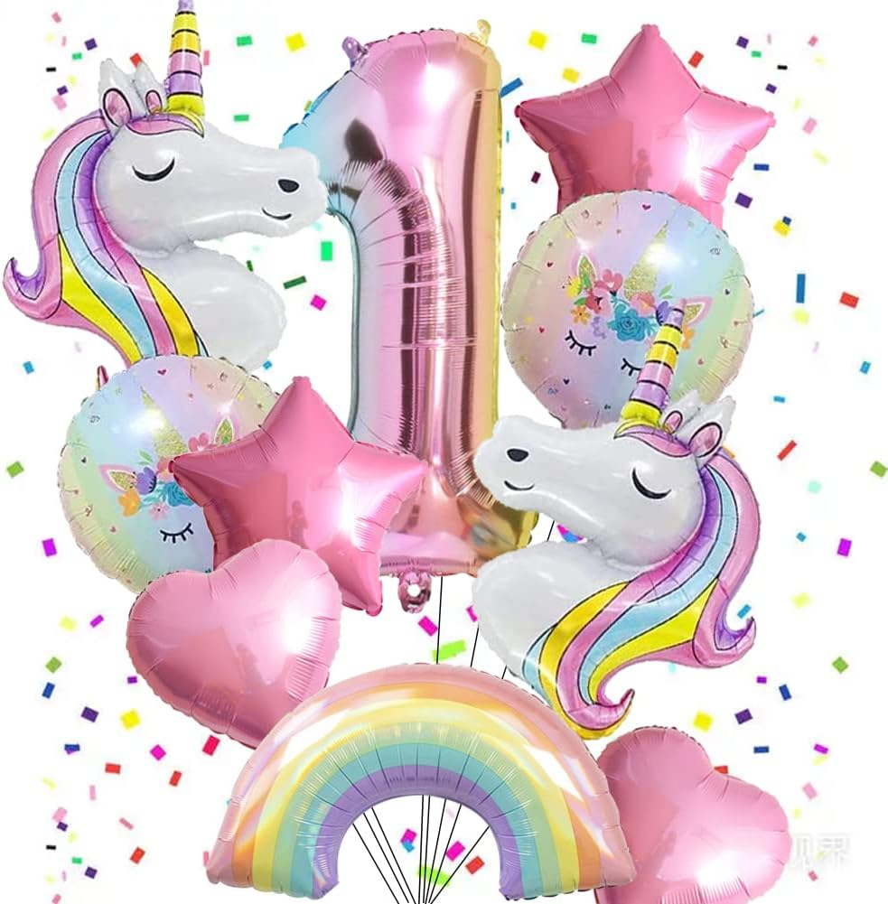Unicorn Balloons Unicorn Birthday Party Decorations for Girls Foil Balloons Set Macaron and Rainbow Balloon Wedding Baby Shower Party Supplie (Number 9) image number 4
