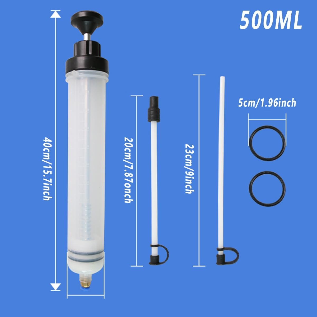 AIMALL Automotive Fluid Extraction & Filling Syringe Kit, Vacuum Pump Oil Changer with 200Cc and 500Cc Capacity Options image number 1