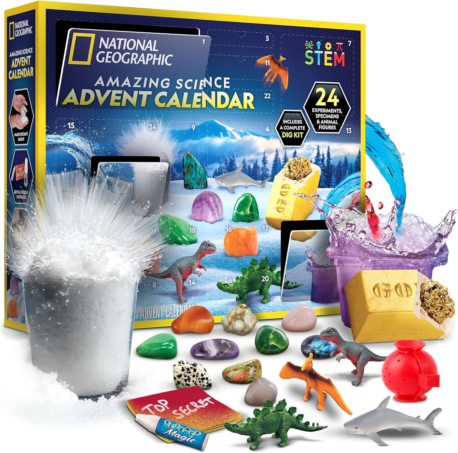 National Geographic 2025 Science Kit & Rock Collection Advent Calendar &ndash; Science Christmas Countdown Calendar with 24 Days of Science Experiments, Gemstones & More, STEM Projects for Kids Ages 8-12 image number 6
