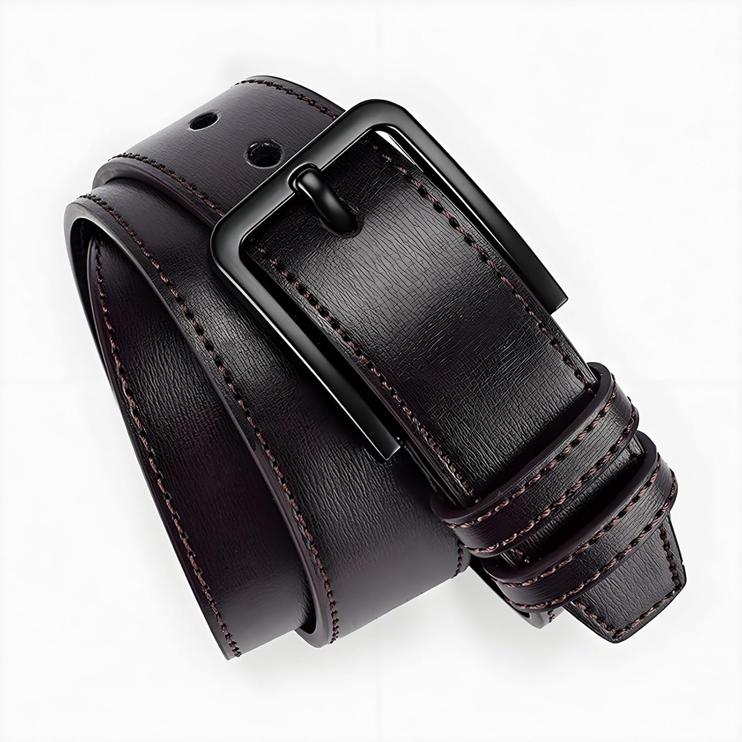 Men'S Casual Jeans Belt Classic Work Business Needle Buckle - Adjustable Leather Waist Belt for Men with Durable Metal Buckle, Suitable for Various Occasions ﻿ image number 1