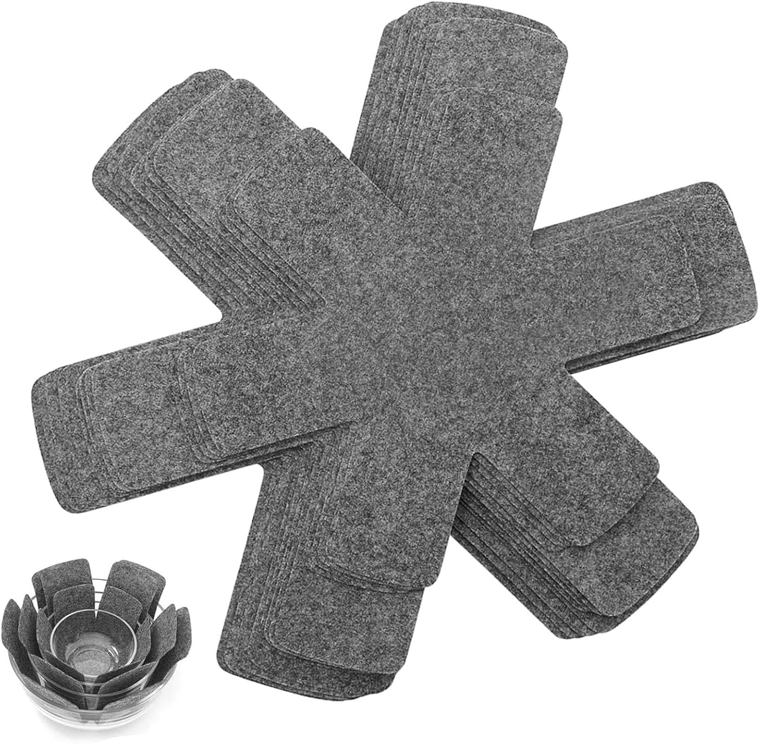 Pan Protectors, Pack of 18 Pan Protectors, Stacking Protection, Grey Felt Mats in 3 Sizes, 28 Cm/24 Cm/17 Cm, Pot Protectors for Kitchen Utensils, Pan Protector, Felt, Ideal for Camping and Household image number 3