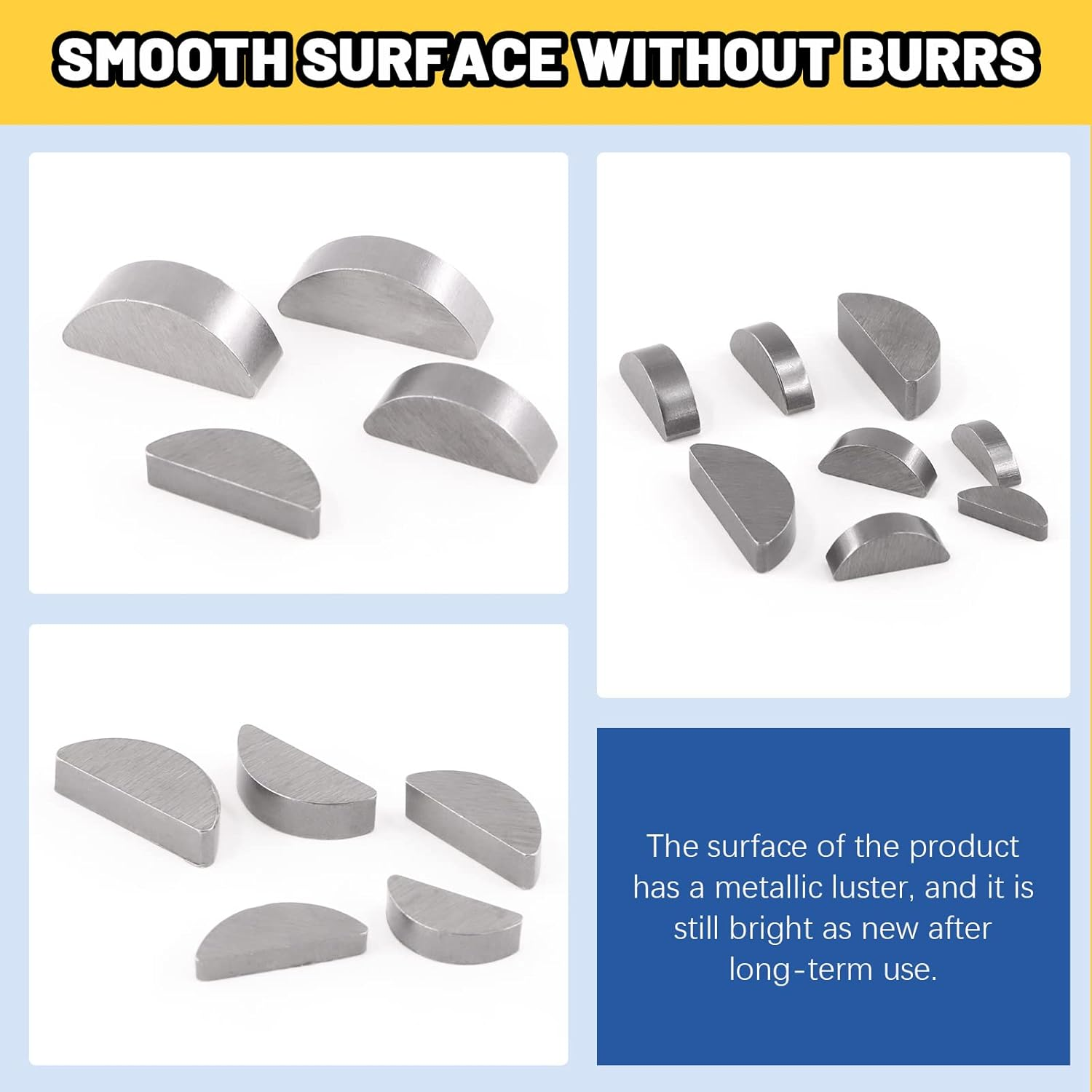 Glarks 150Pcs 15 Sizes Woodruff Keys Assortment Carbon Steel Semi-Circular Keys Set for Fasteners Mechanical Industry image number 1