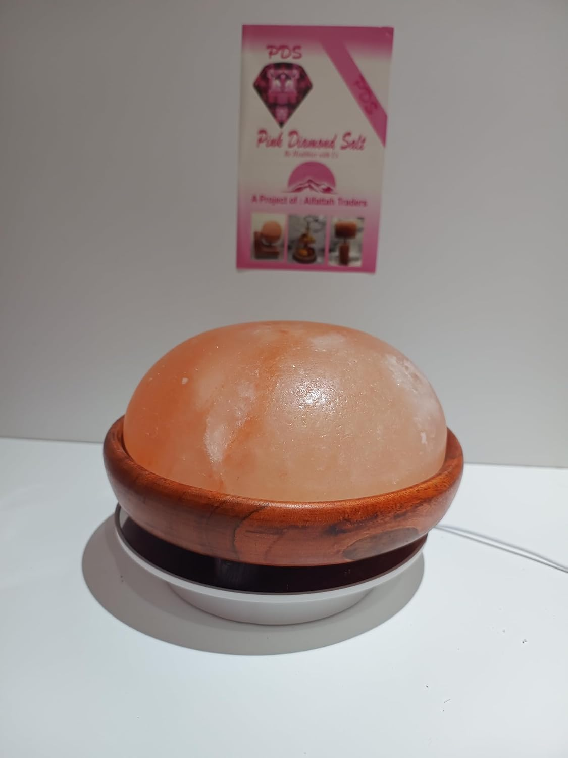 Pink Diamond Himalayan Salt Foot Massager Lamp | Natural Light Heated Stone Therapy for Relaxation, Detox & Pain Relief | Soothing Light & Wooden Base Design image number 6