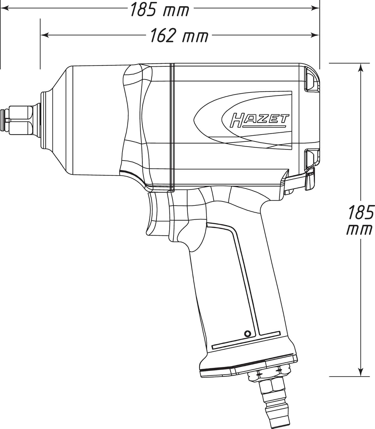 HAZET Pneumatic Impact Wrench 9012EL-SPC I Max. Loosening Torque 1700 Nm, Square 12.5 Mm (1/2 Inch) I Low-Vibration Tool for Tightening and Loosening Screws