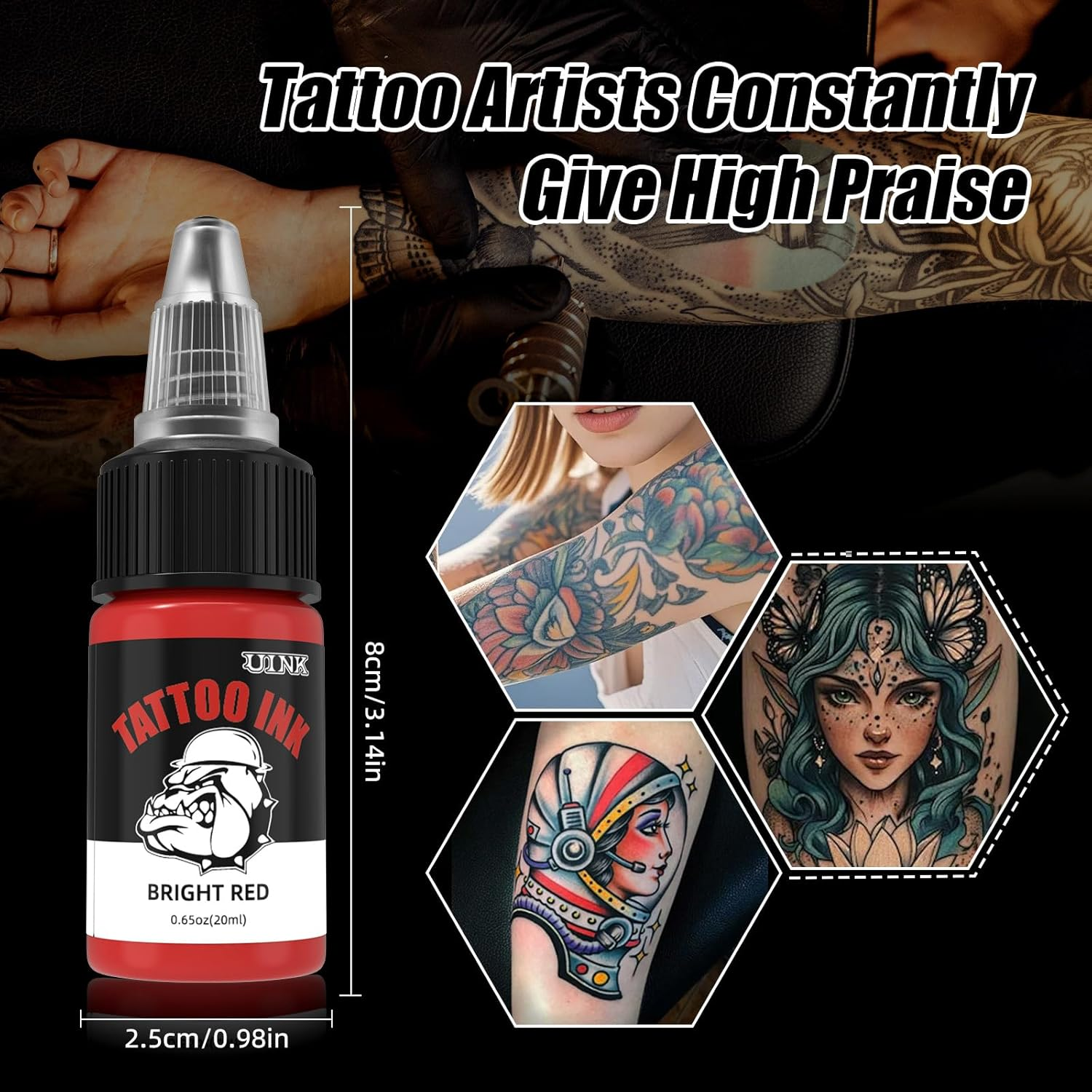 Professional Tattoo Ink Set, 7 Colours X 20Ml, High-Dose Pigments image number 5