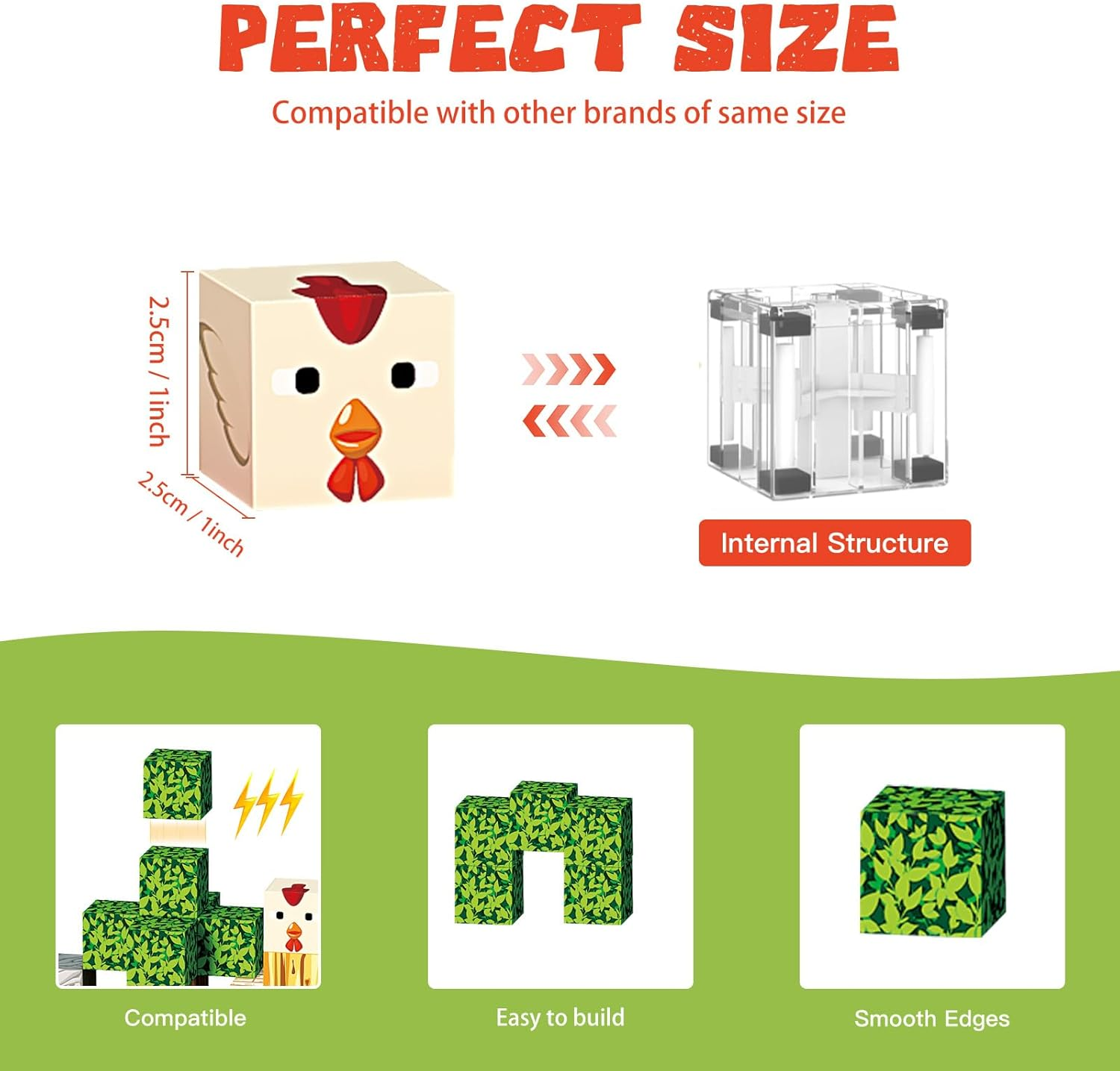 Magnetic Blocks 100 PCS Build Mine Forest Farm Set, Magnetic Tiles Building Blocks Toddler Toys STEM Sensory Outdoor Toys for 3+ Year Old Boys & Girls, Creative Kids Games Kids Toys image number 6